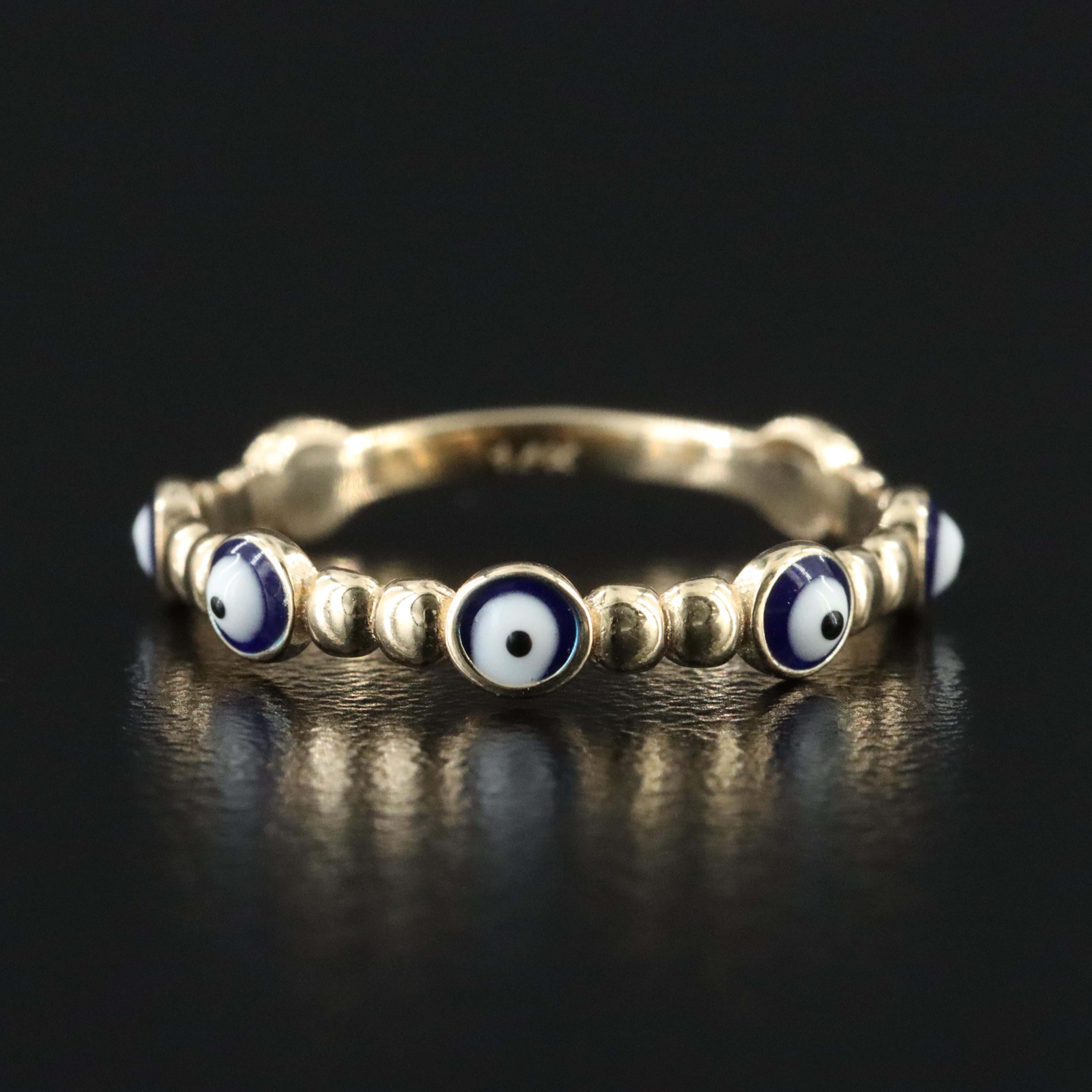 14K Enamel Evil Eye Ring