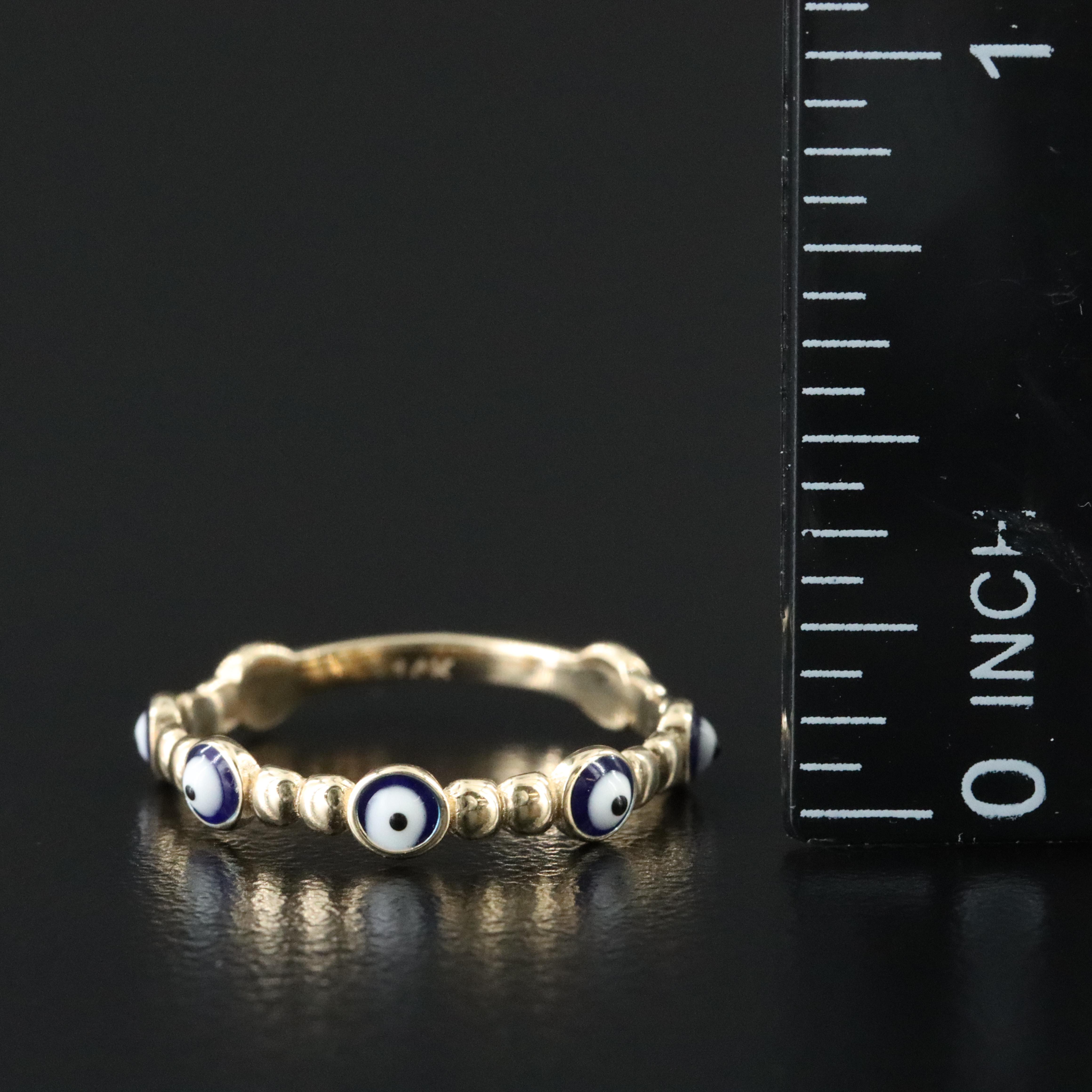 14K Enamel Evil Eye Ring