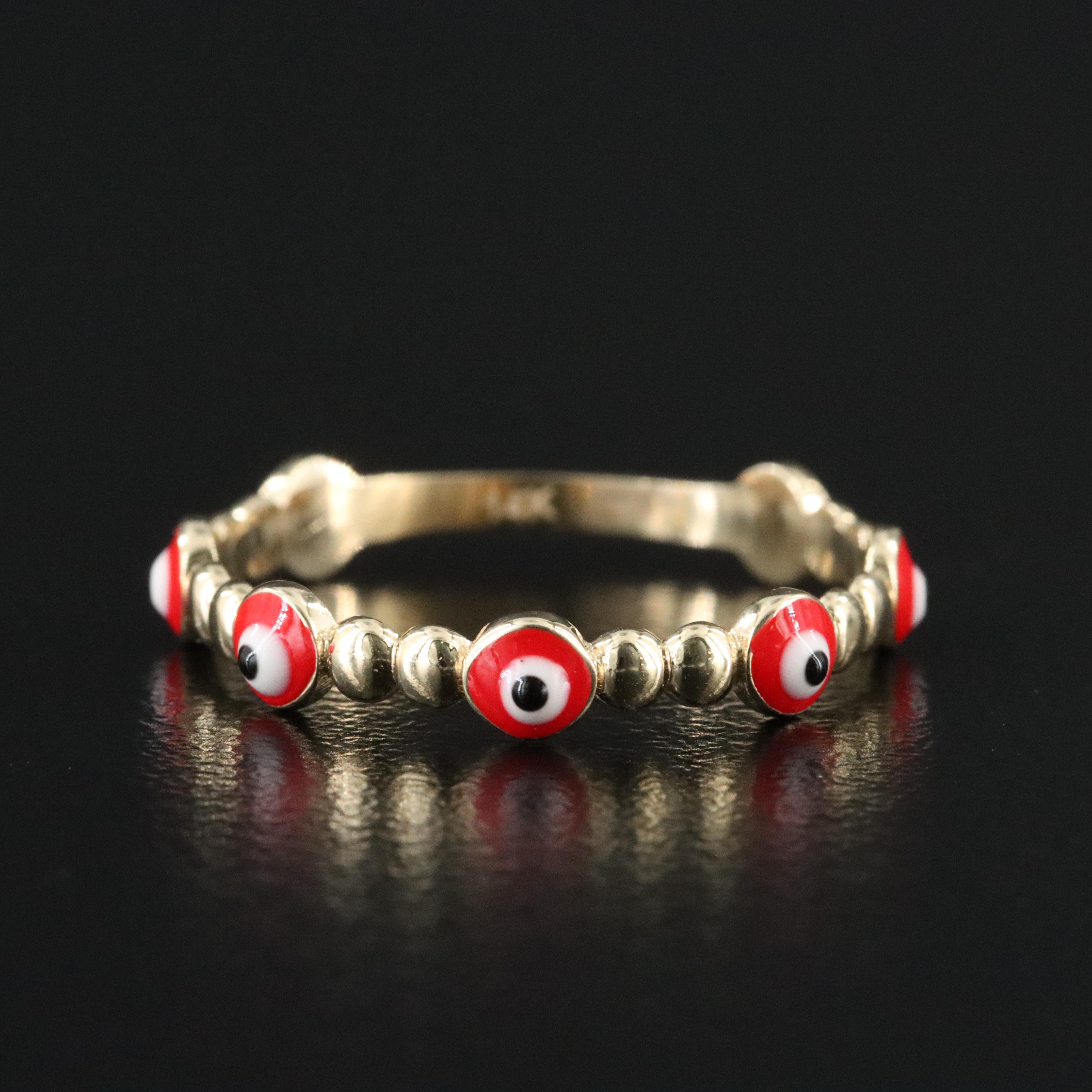14K Enamel Evil Eye Ring