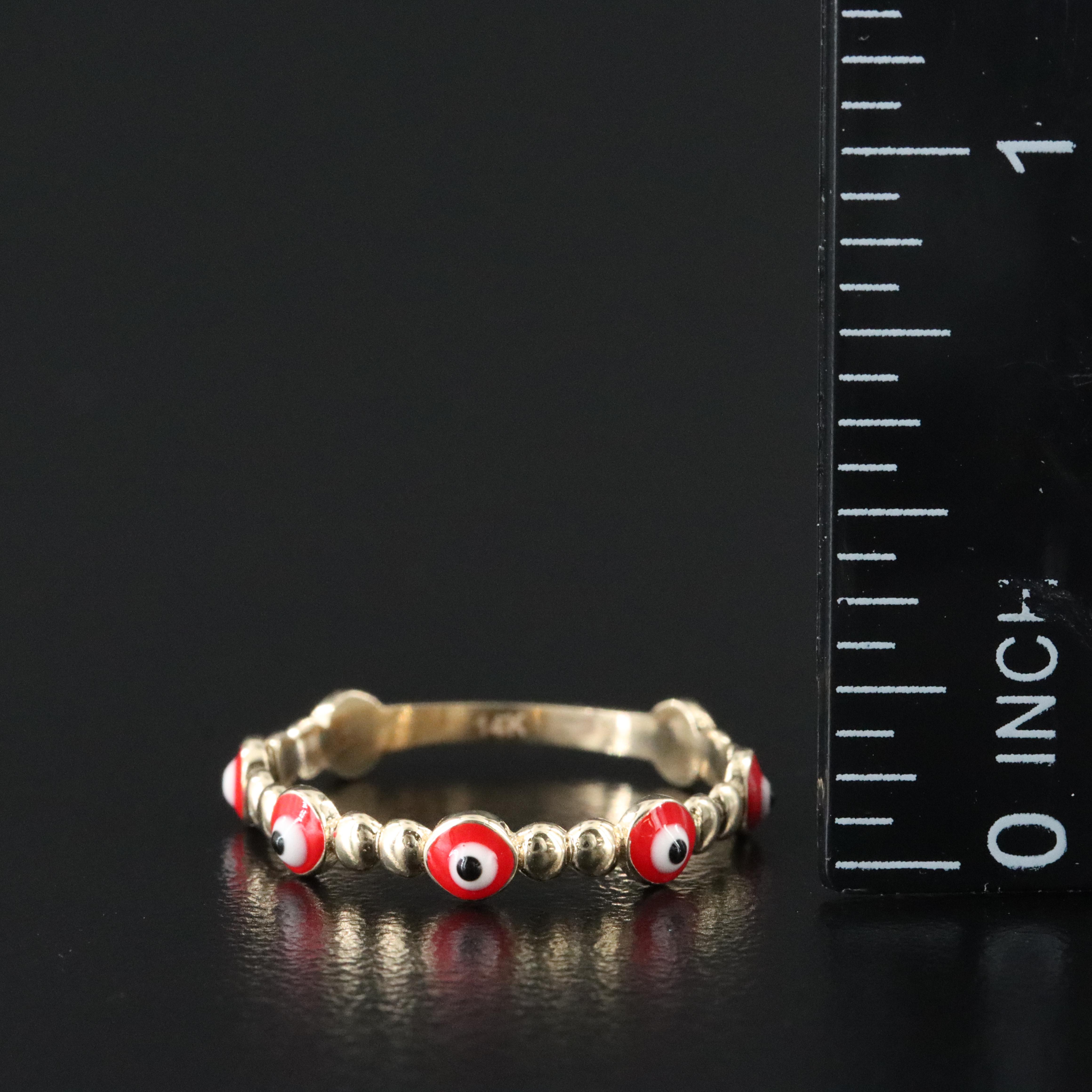 14K Enamel Evil Eye Ring