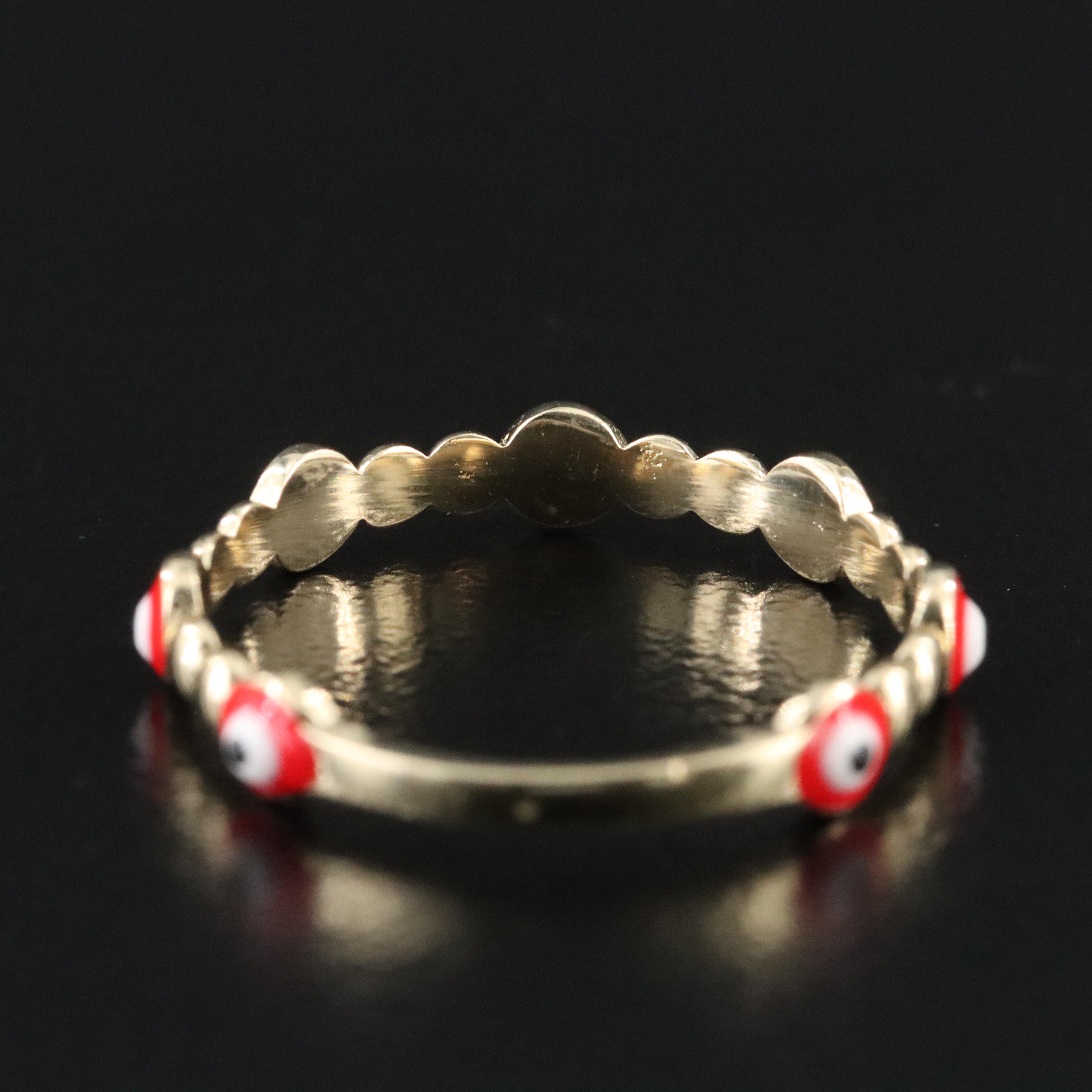 14K Enamel Evil Eye Ring