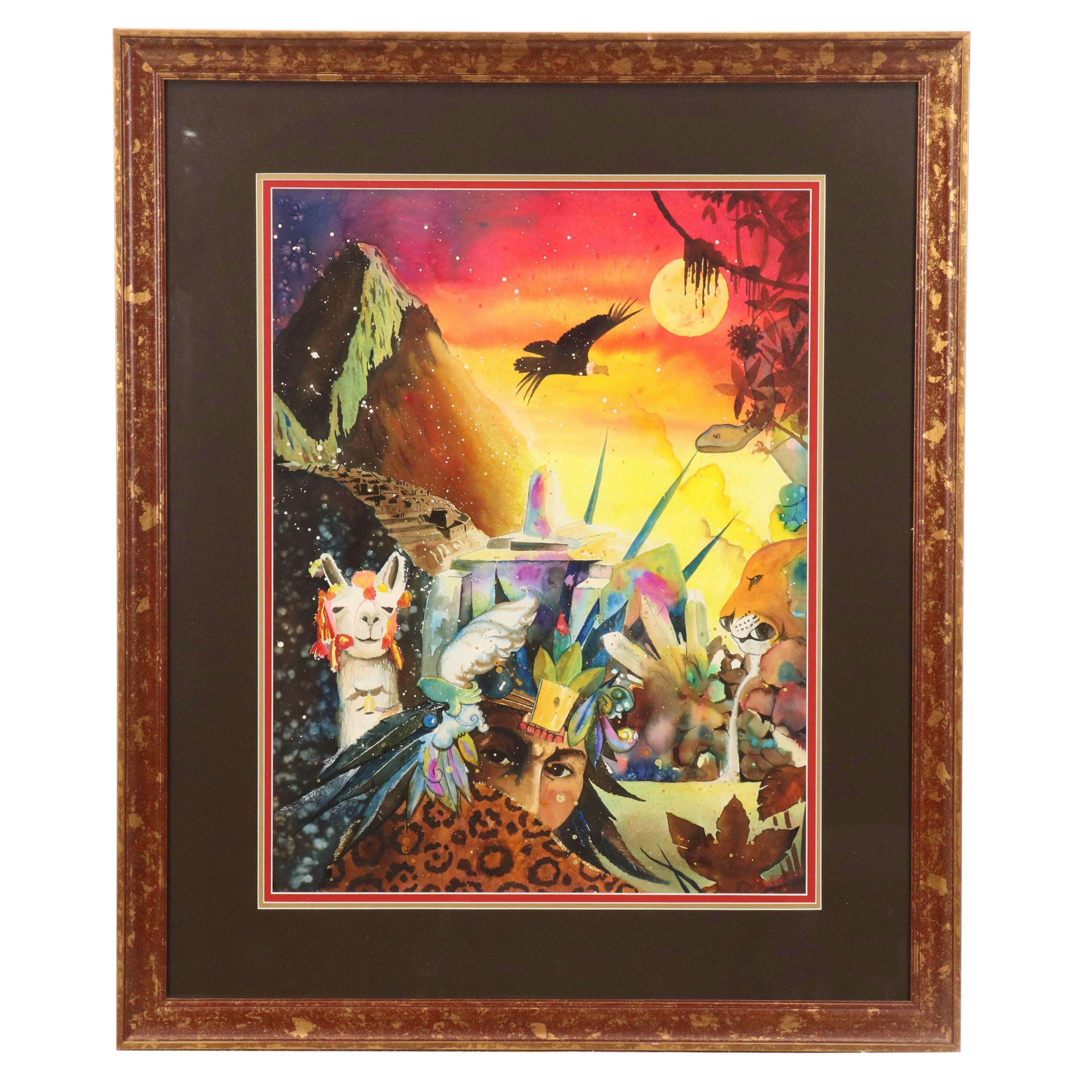 Porro Peruvian Fantasy Mixed Media Composition