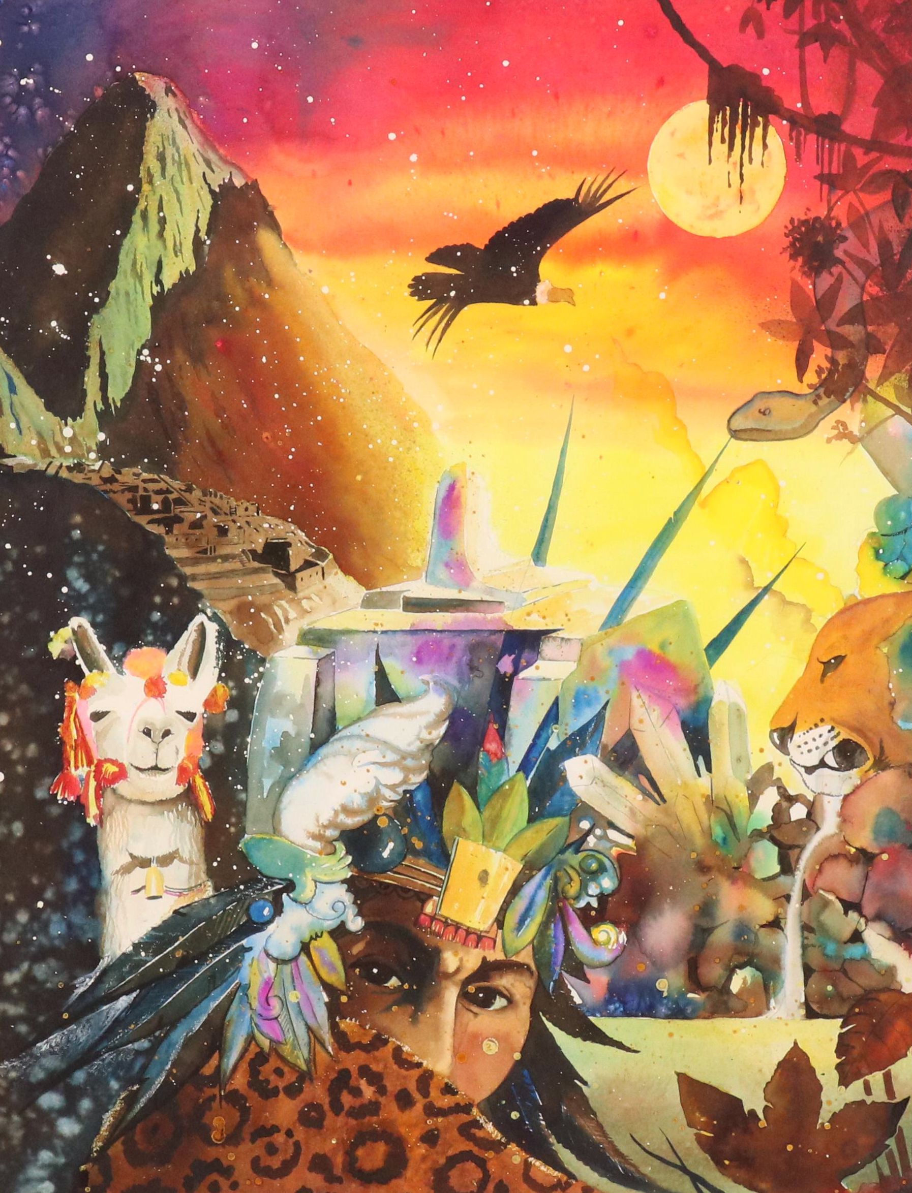 Porro Peruvian Fantasy Mixed Media Composition