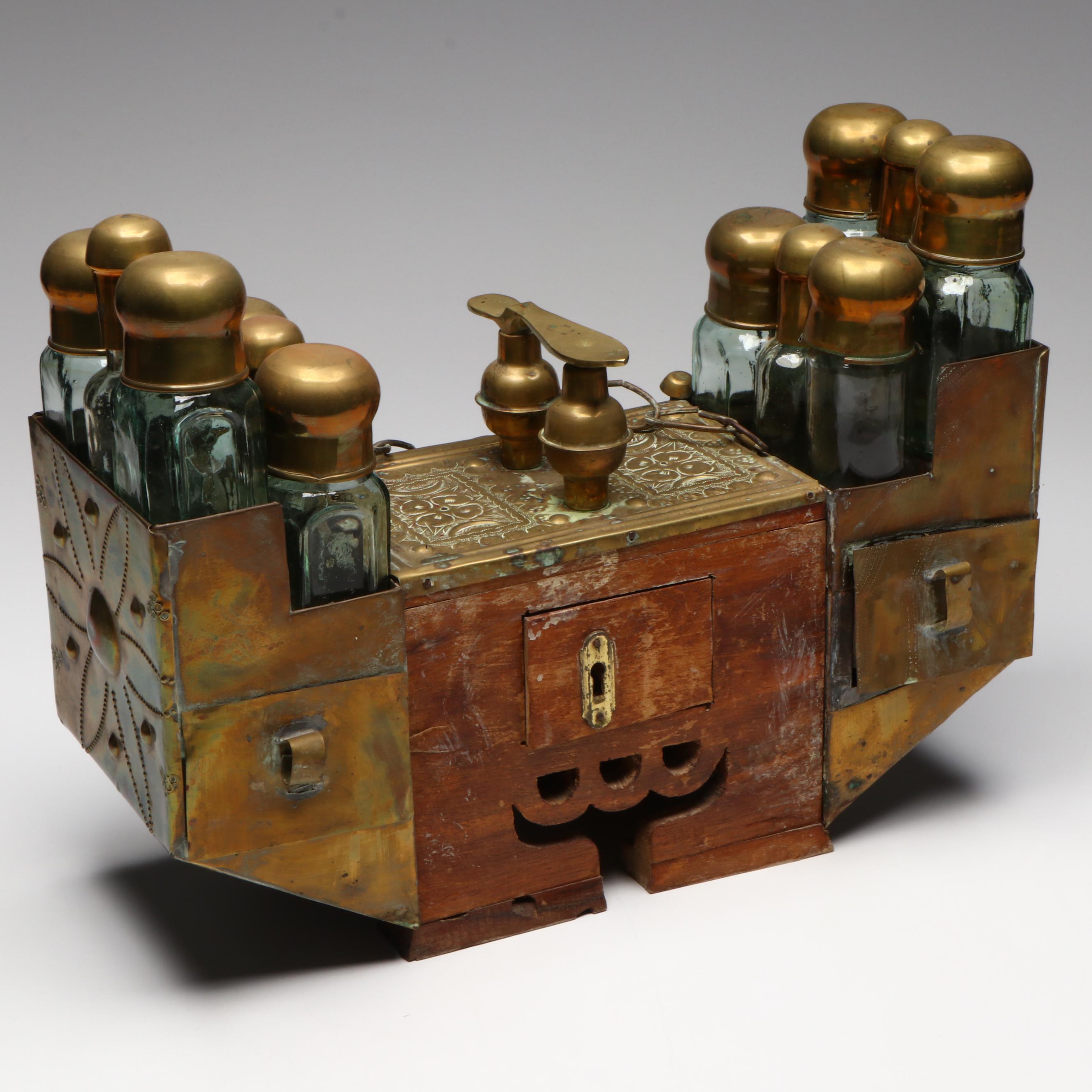 Turkish Brass Shoe Shine Set, Early to Mid-20th Century
