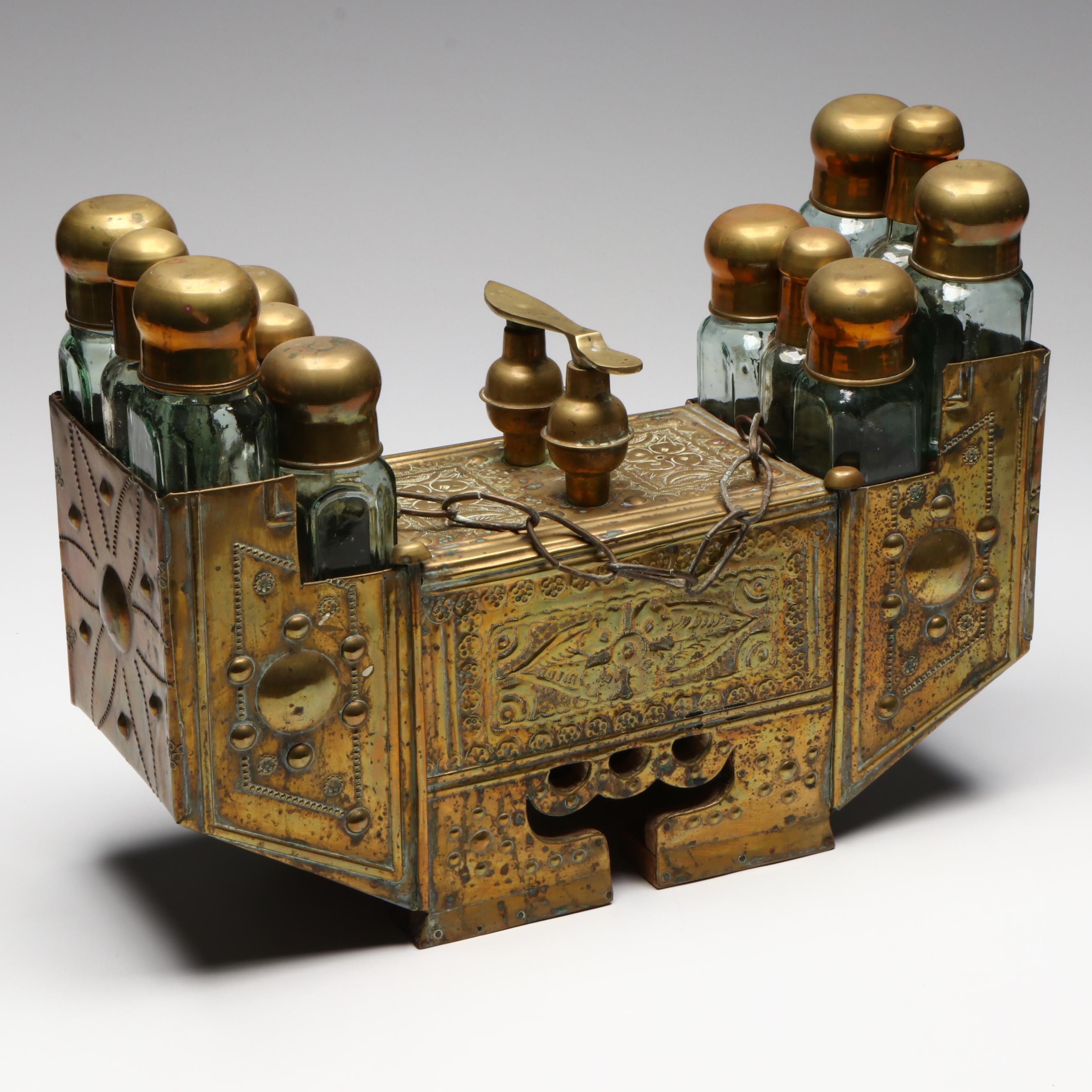 Turkish Brass Shoe Shine Set, Early to Mid-20th Century