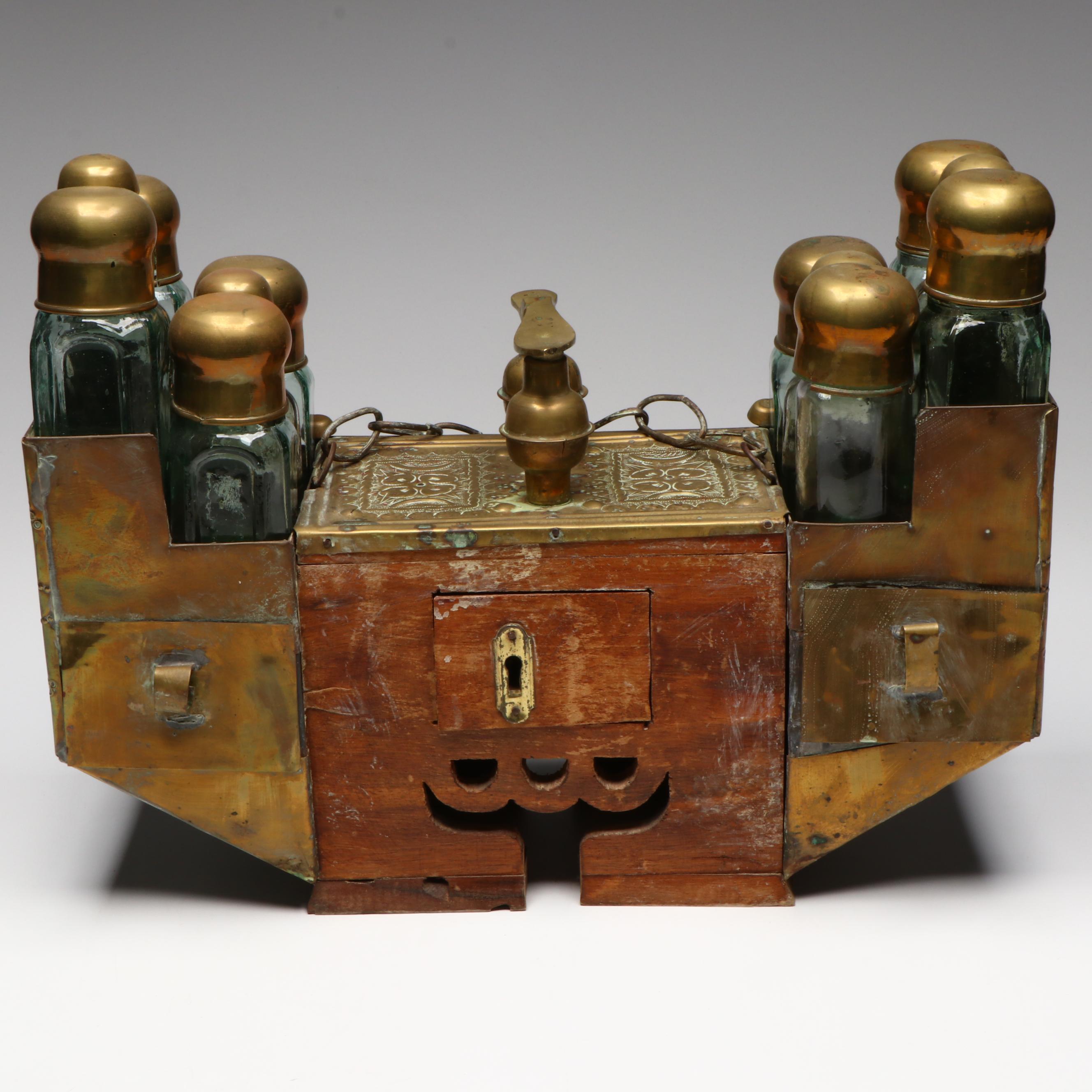 Turkish Brass Shoe Shine Set, Early to Mid-20th Century