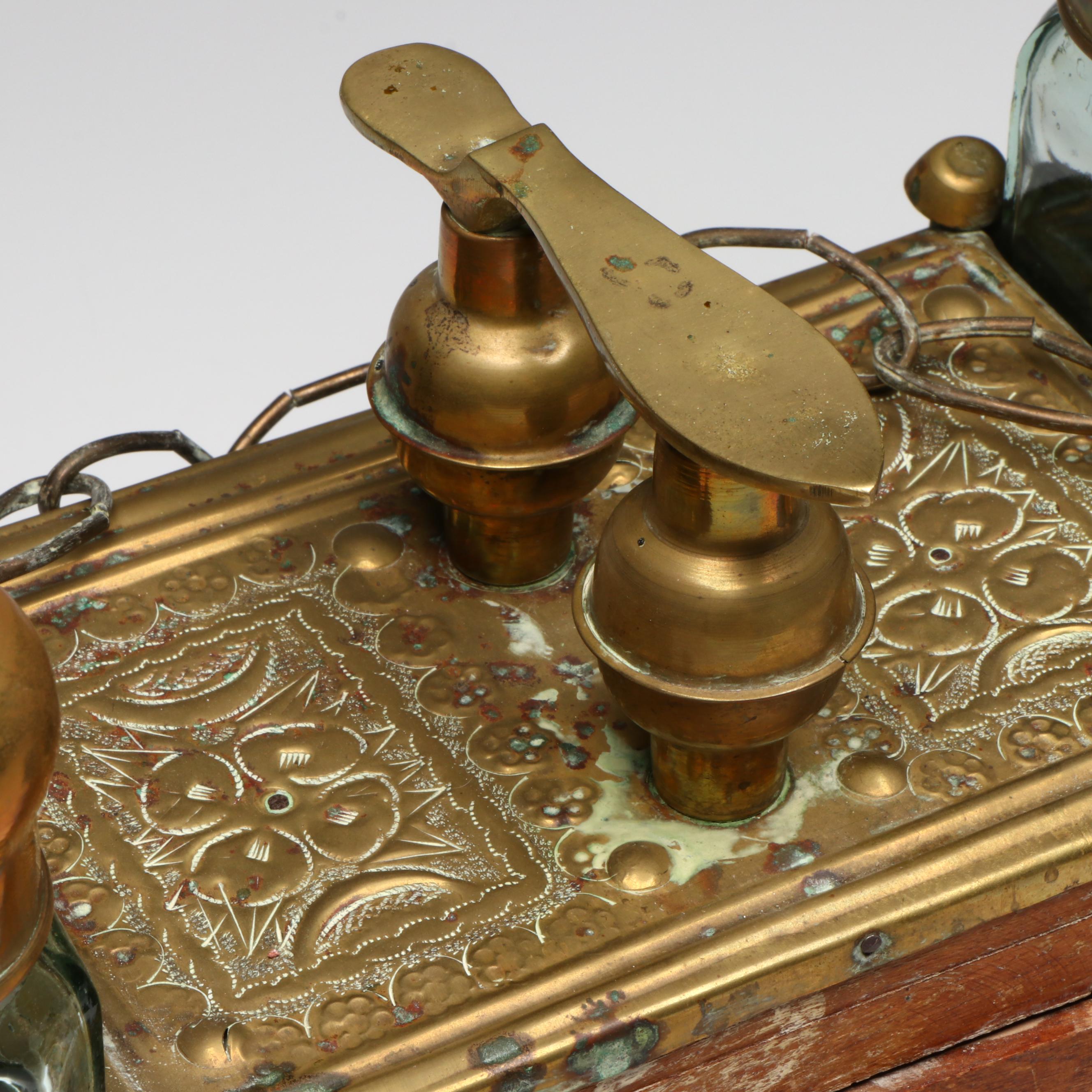 Turkish Brass Shoe Shine Set, Early to Mid-20th Century