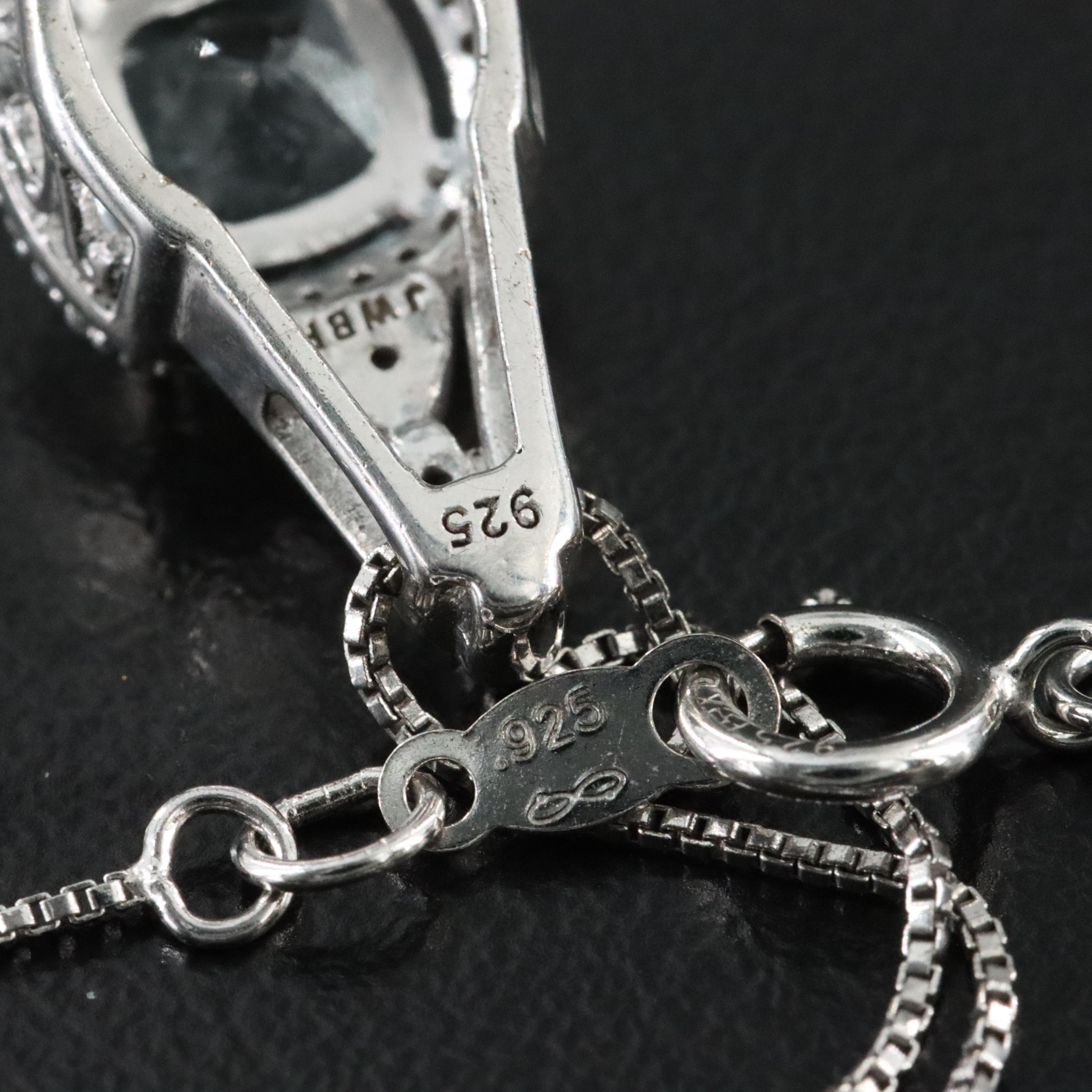 Sterling Aquamarine and White Topaz Pendant Necklace