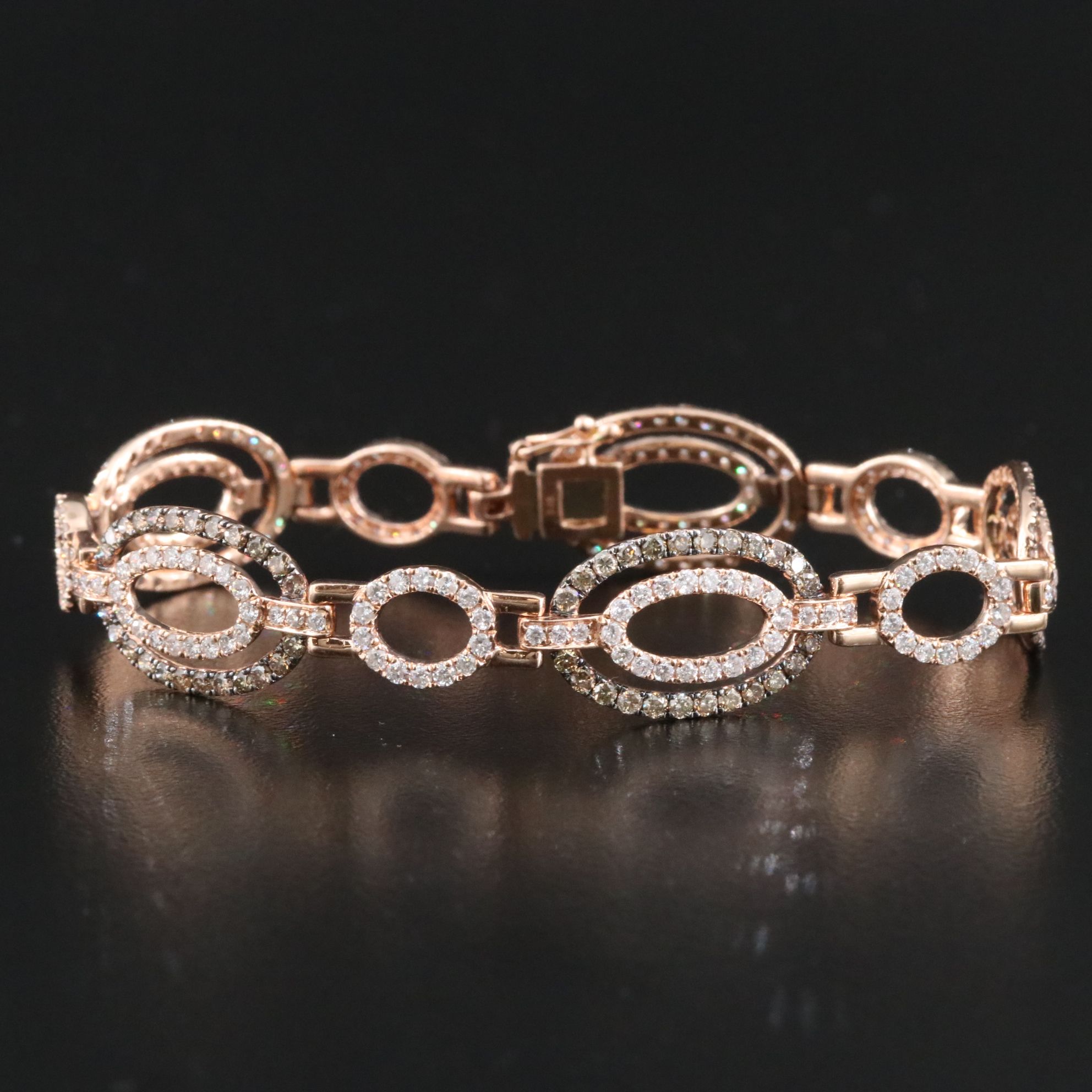 14K Rose Gold 5.10 CTW Diamond Bracelet with Fancy Diamonds