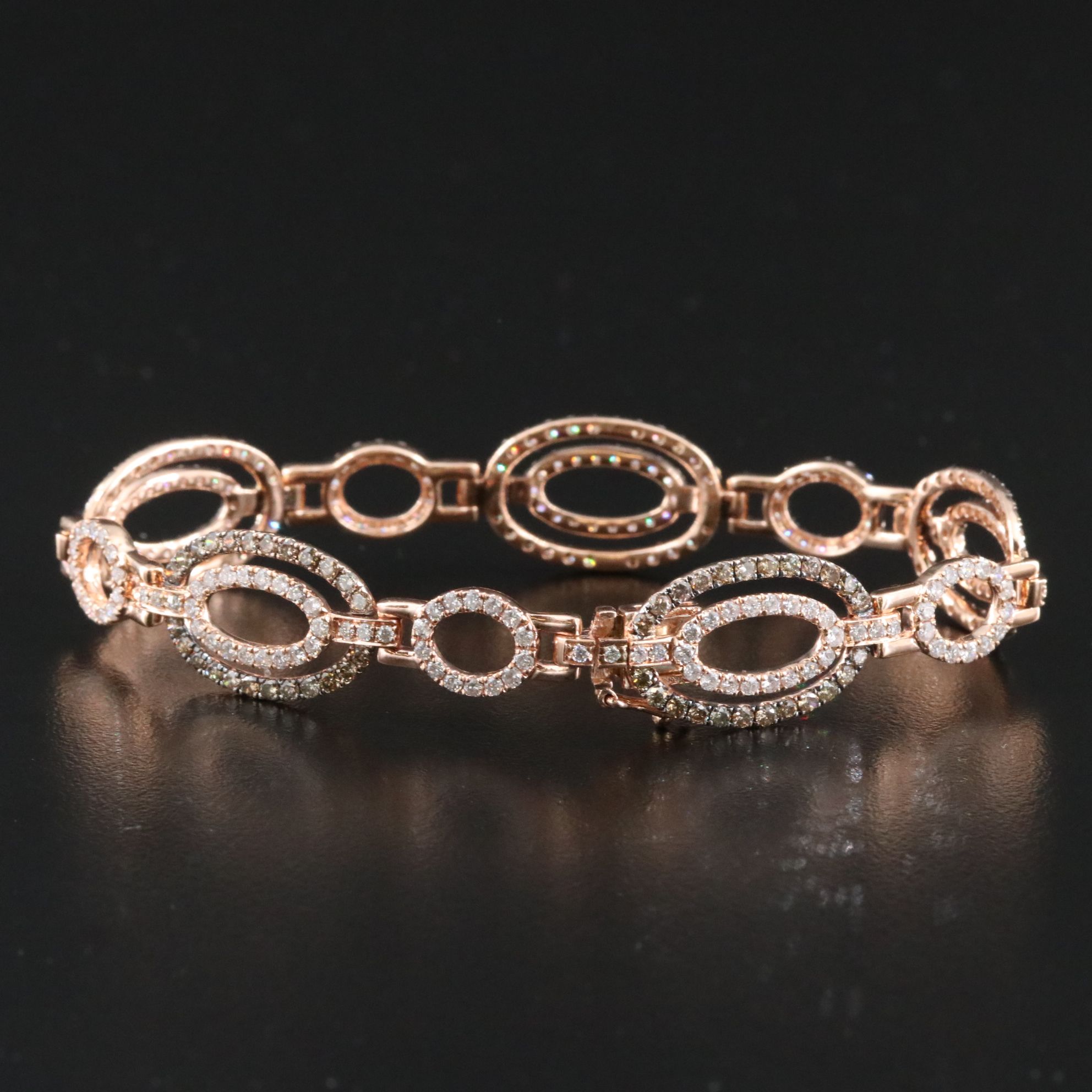 14K Rose Gold 5.10 CTW Diamond Bracelet with Fancy Diamonds