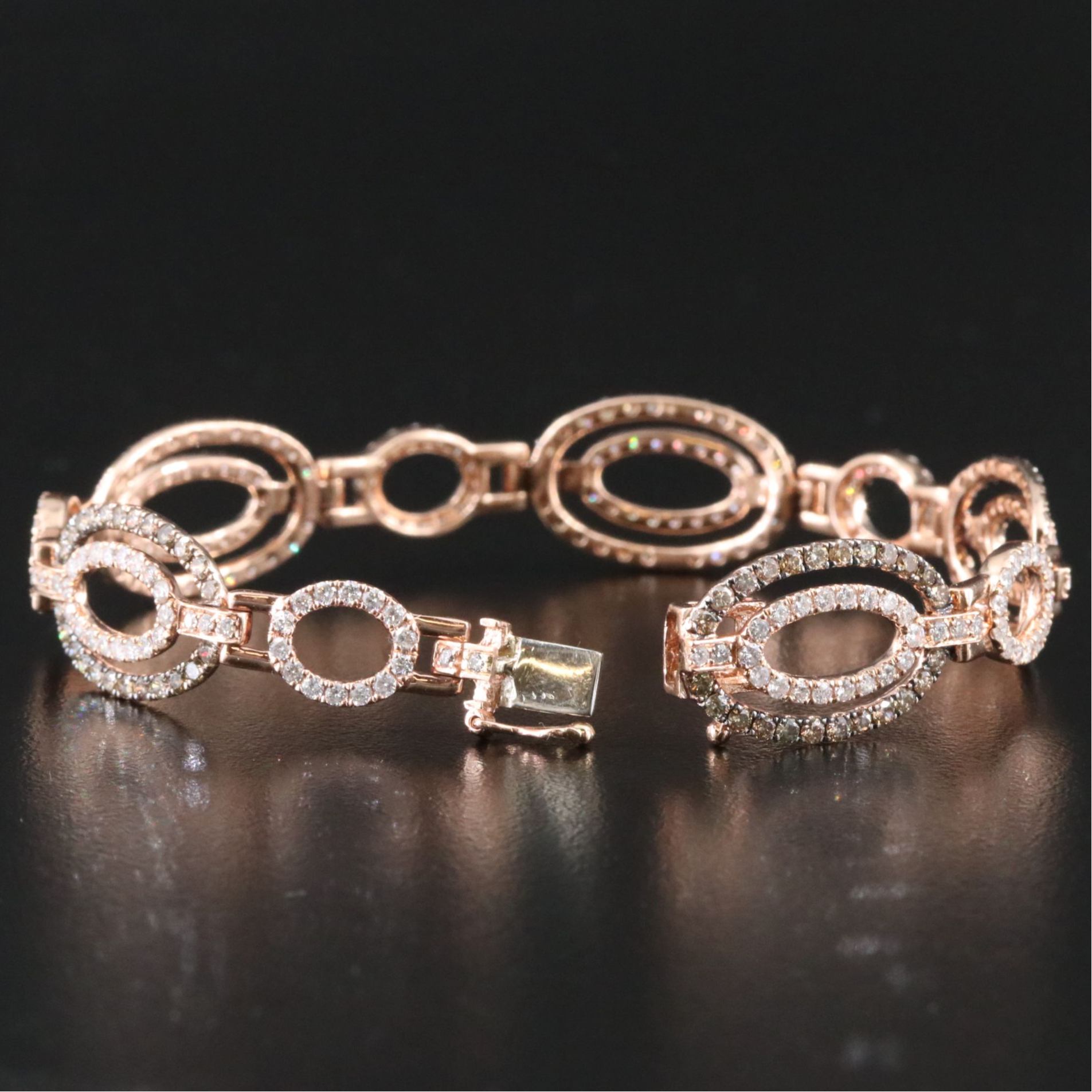 14K Rose Gold 5.10 CTW Diamond Bracelet with Fancy Diamonds