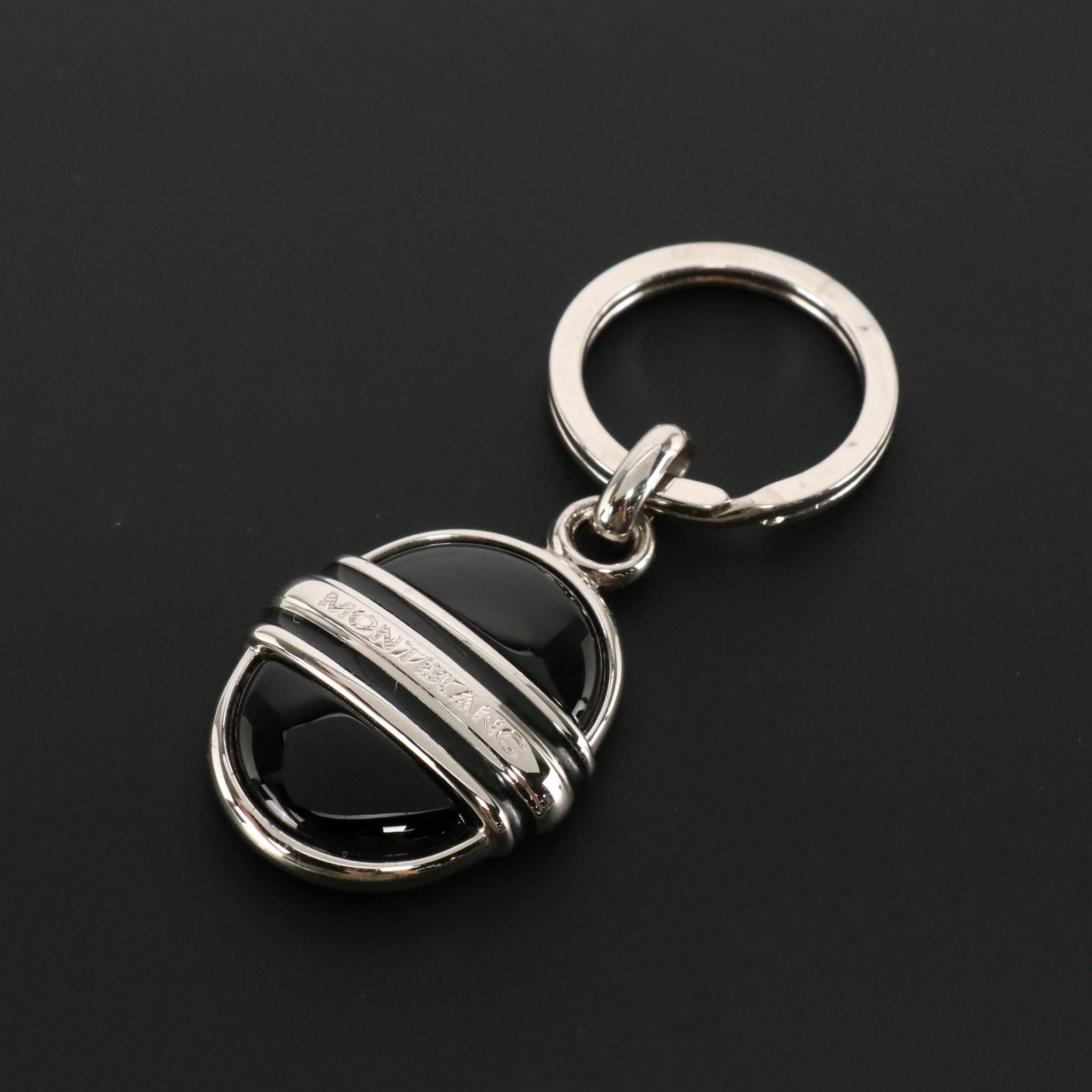 Montblanc Platinum Black Onyx Key Ring