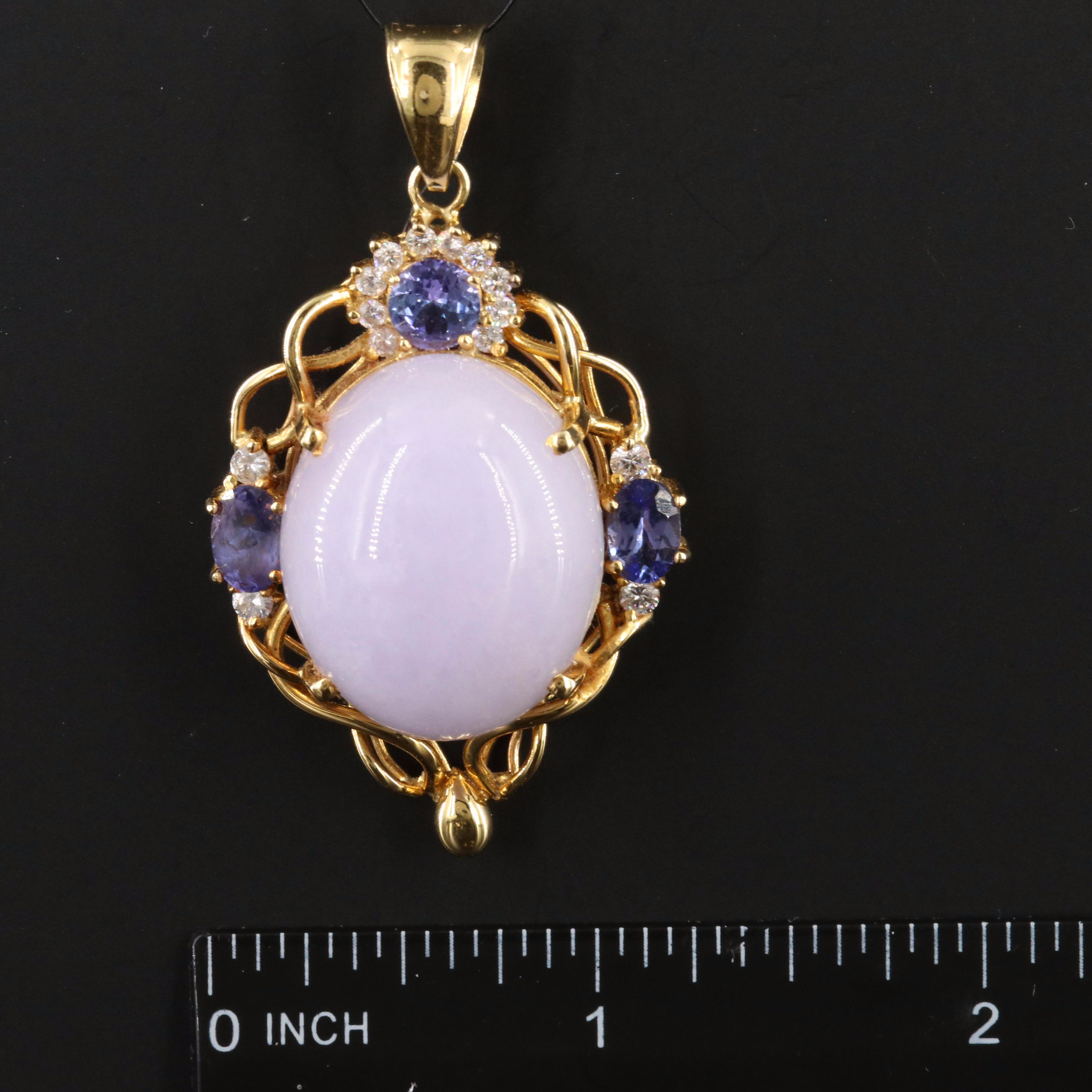 18K Jadeite, Tanzanite and Diamond  Pendant