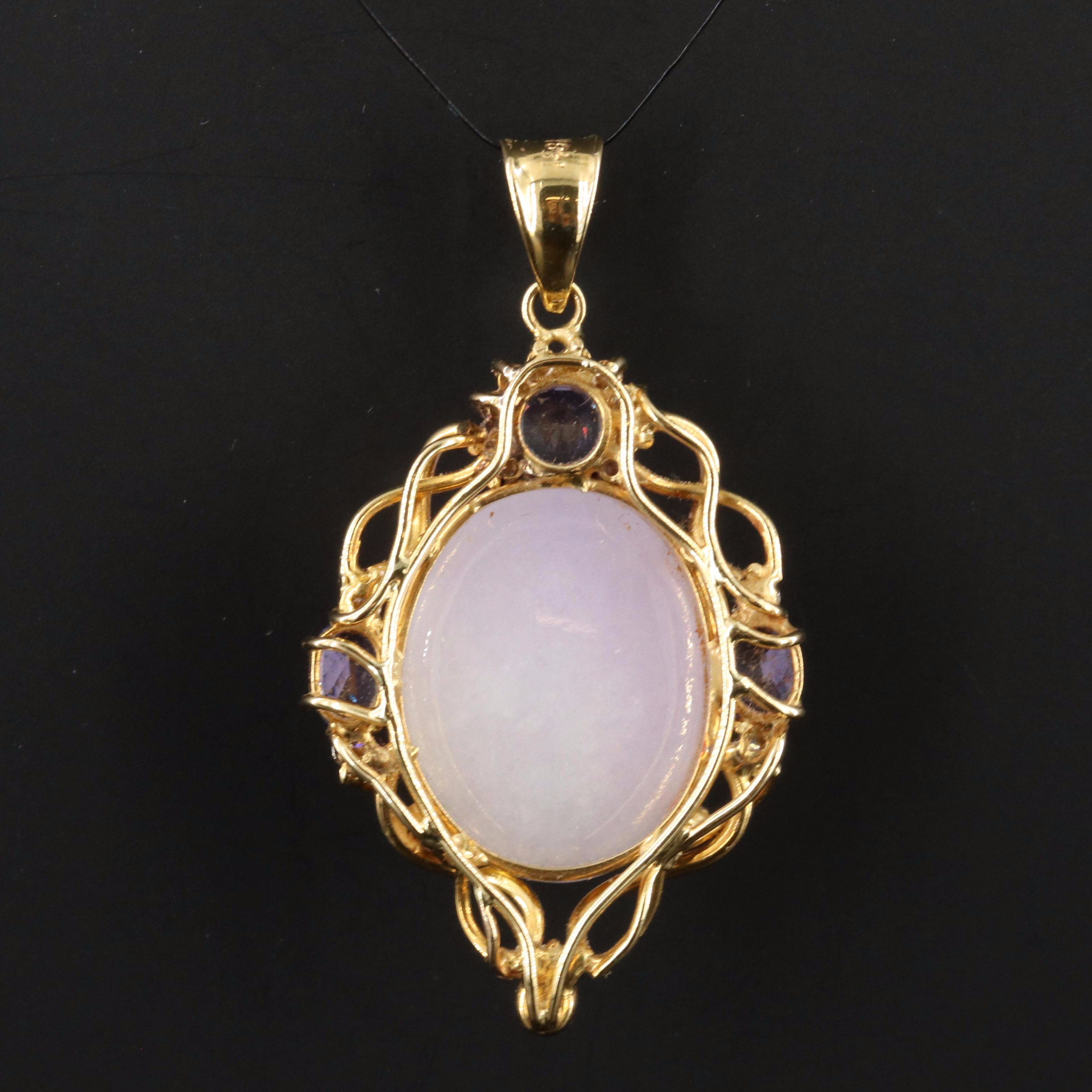 18K Jadeite, Tanzanite and Diamond  Pendant