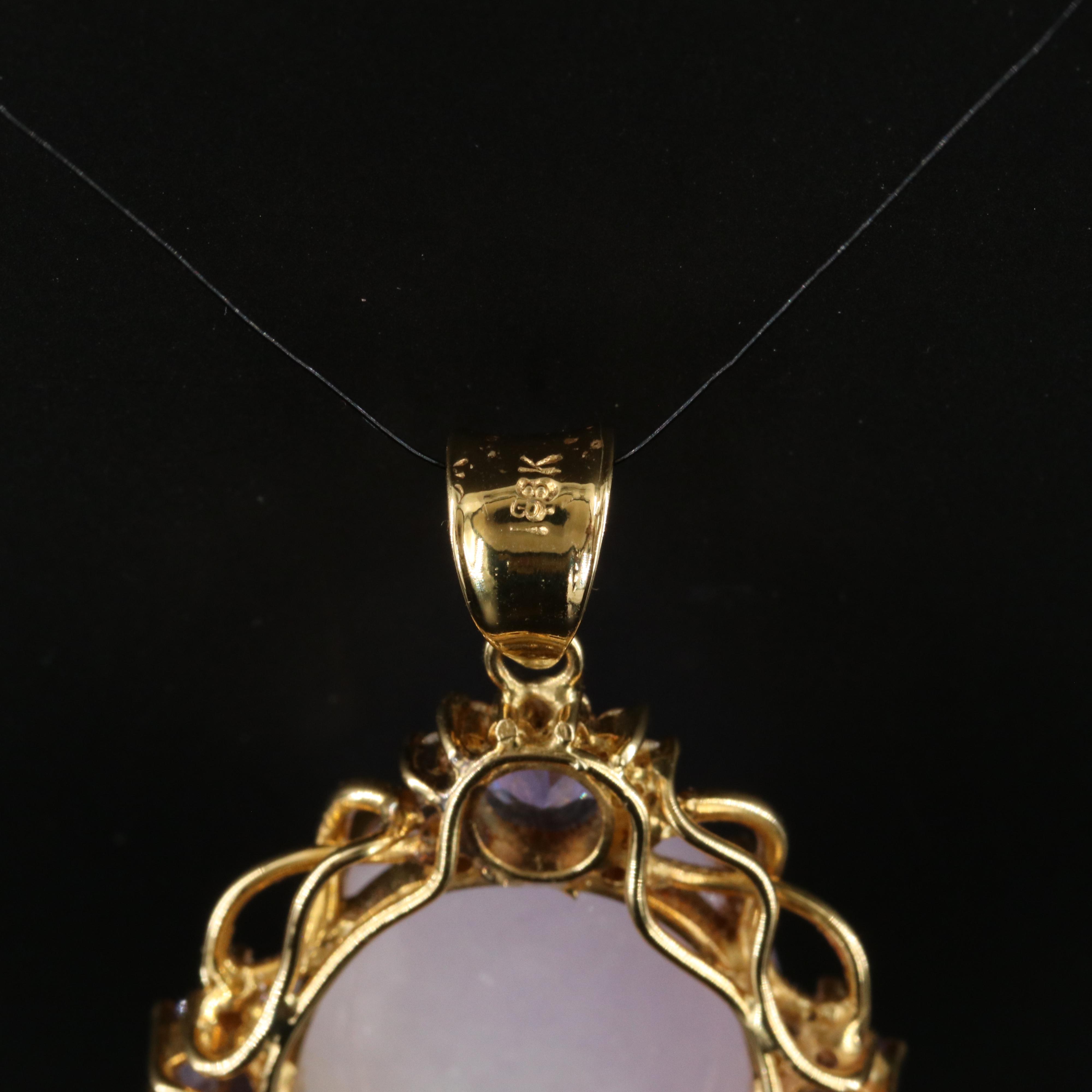 18K Jadeite, Tanzanite and Diamond  Pendant