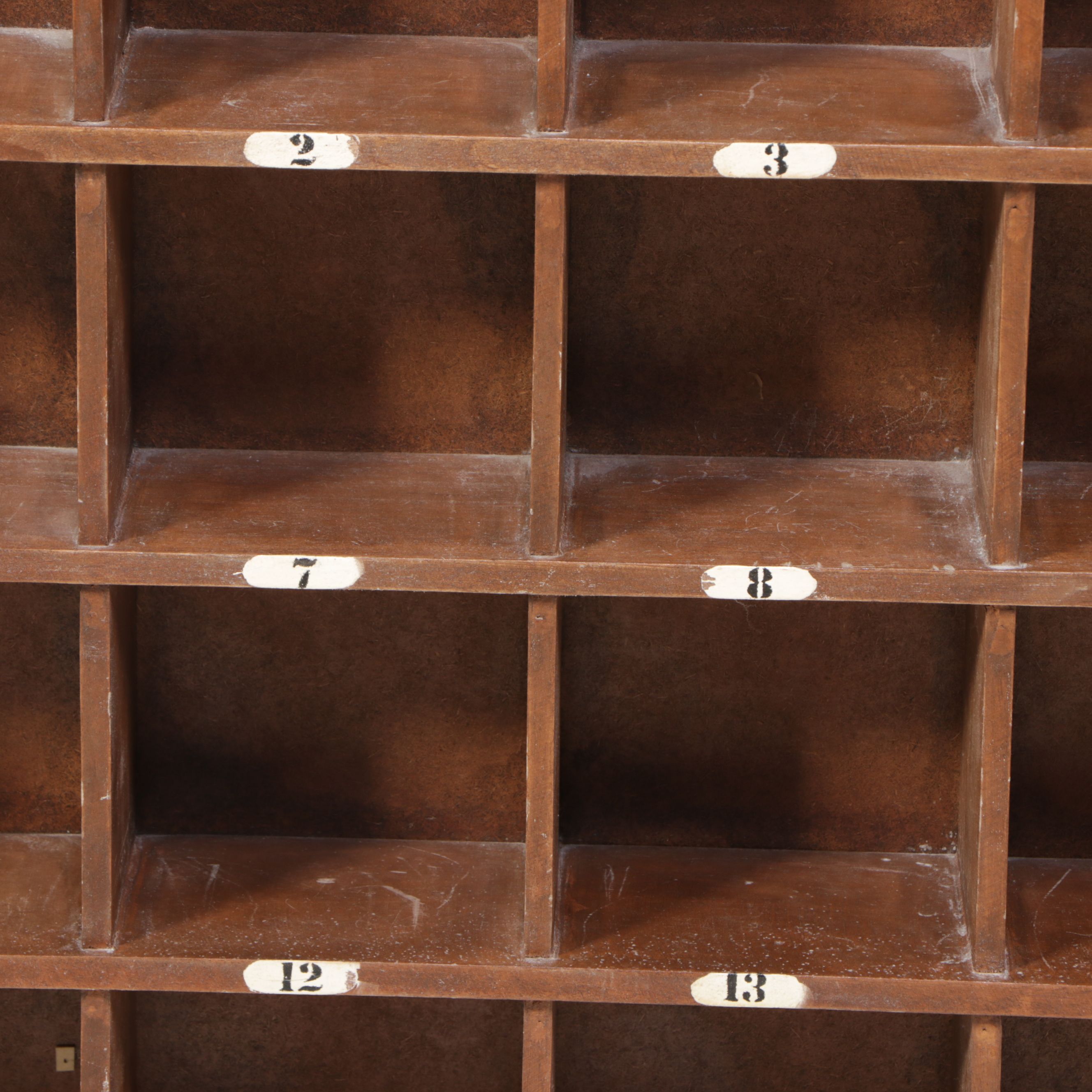 Wooden Numbered Cubby Display Shelf