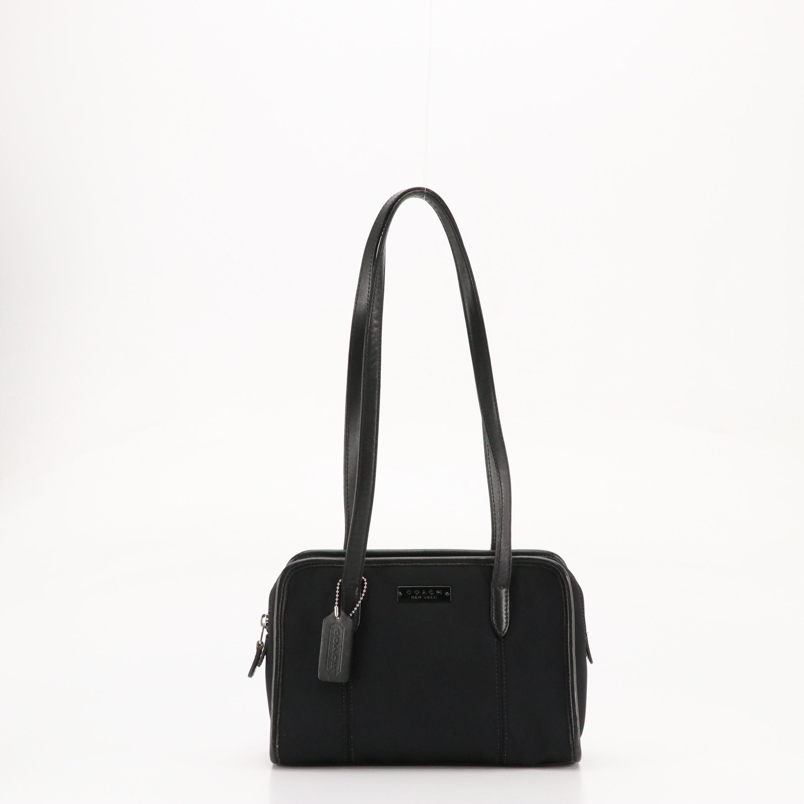 Coach Zip Around Shoulder Satchel in Black Neoprene & Leather Trim with Wallet
