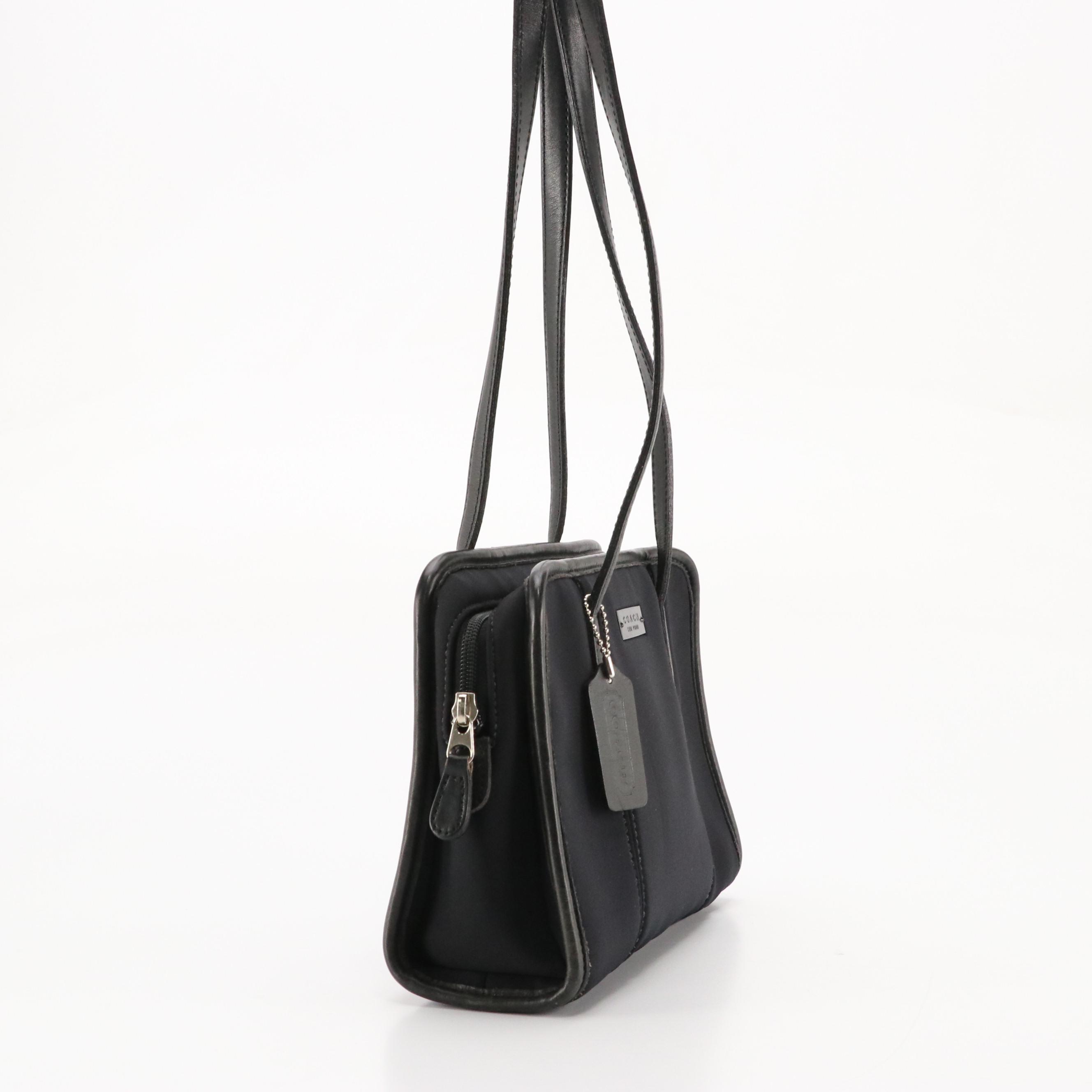 Coach Zip Around Shoulder Satchel in Black Neoprene & Leather Trim with Wallet
