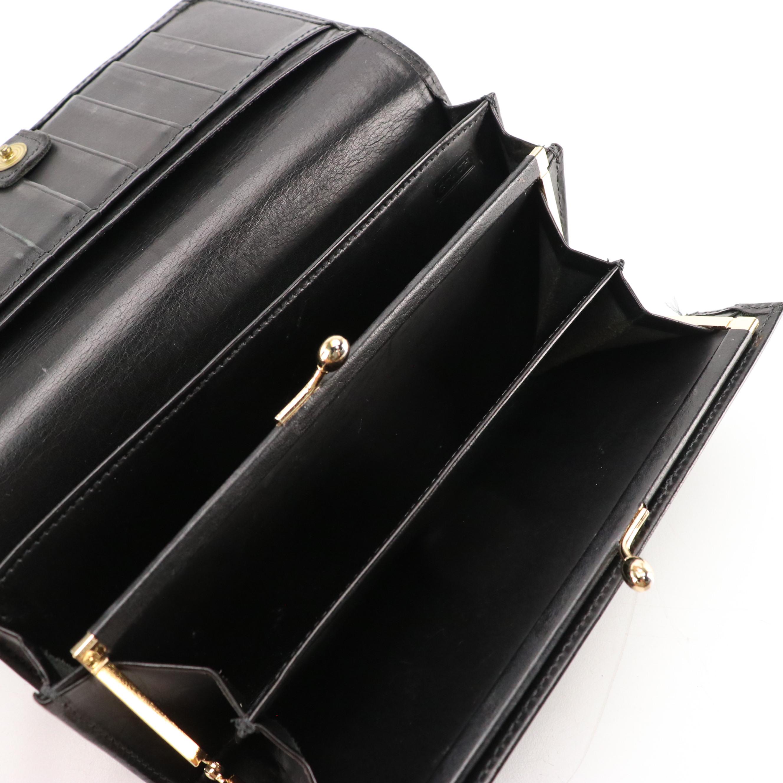 Coach Zip Around Shoulder Satchel in Black Neoprene & Leather Trim with Wallet