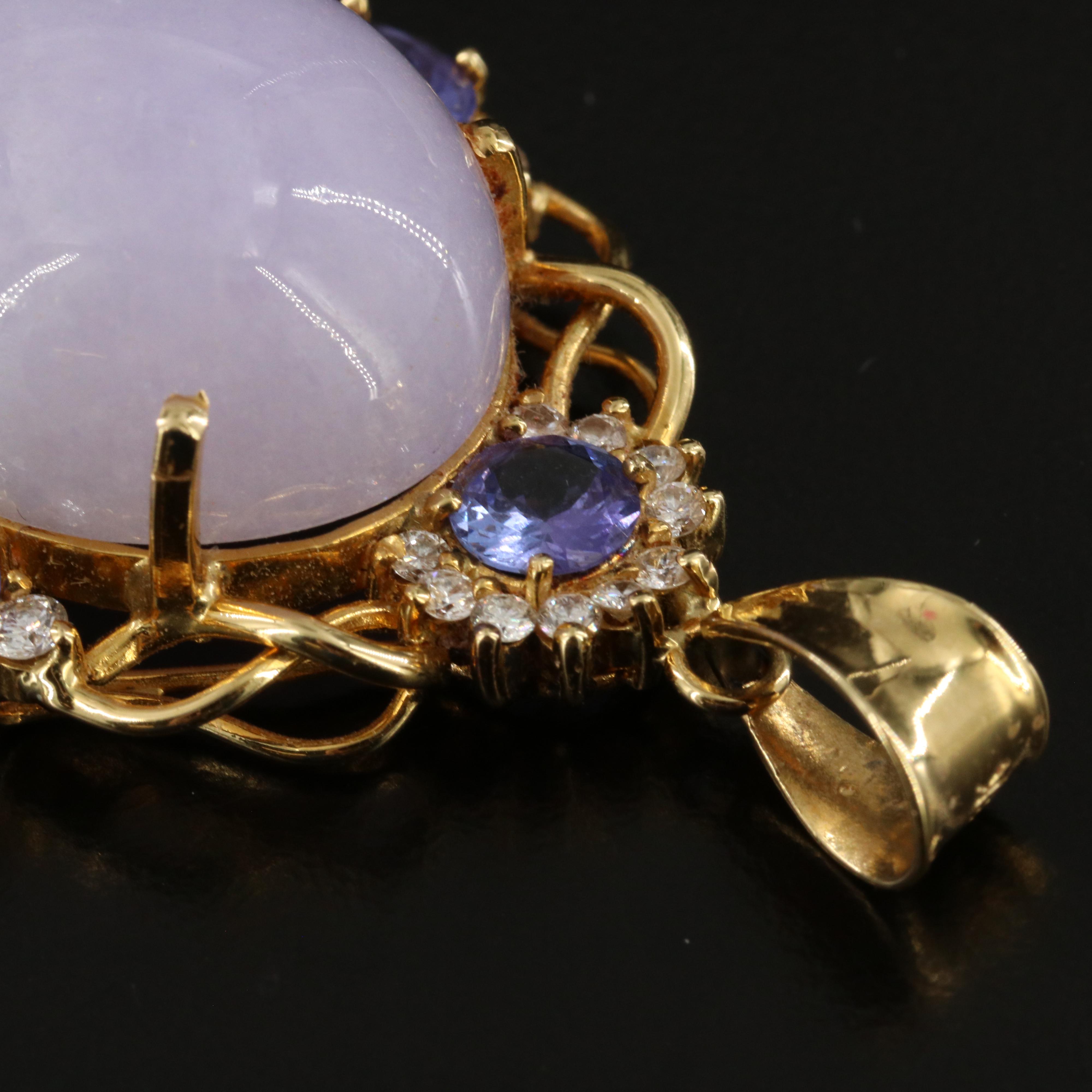 18K Jadeite, Tanzanite and Diamond  Pendant