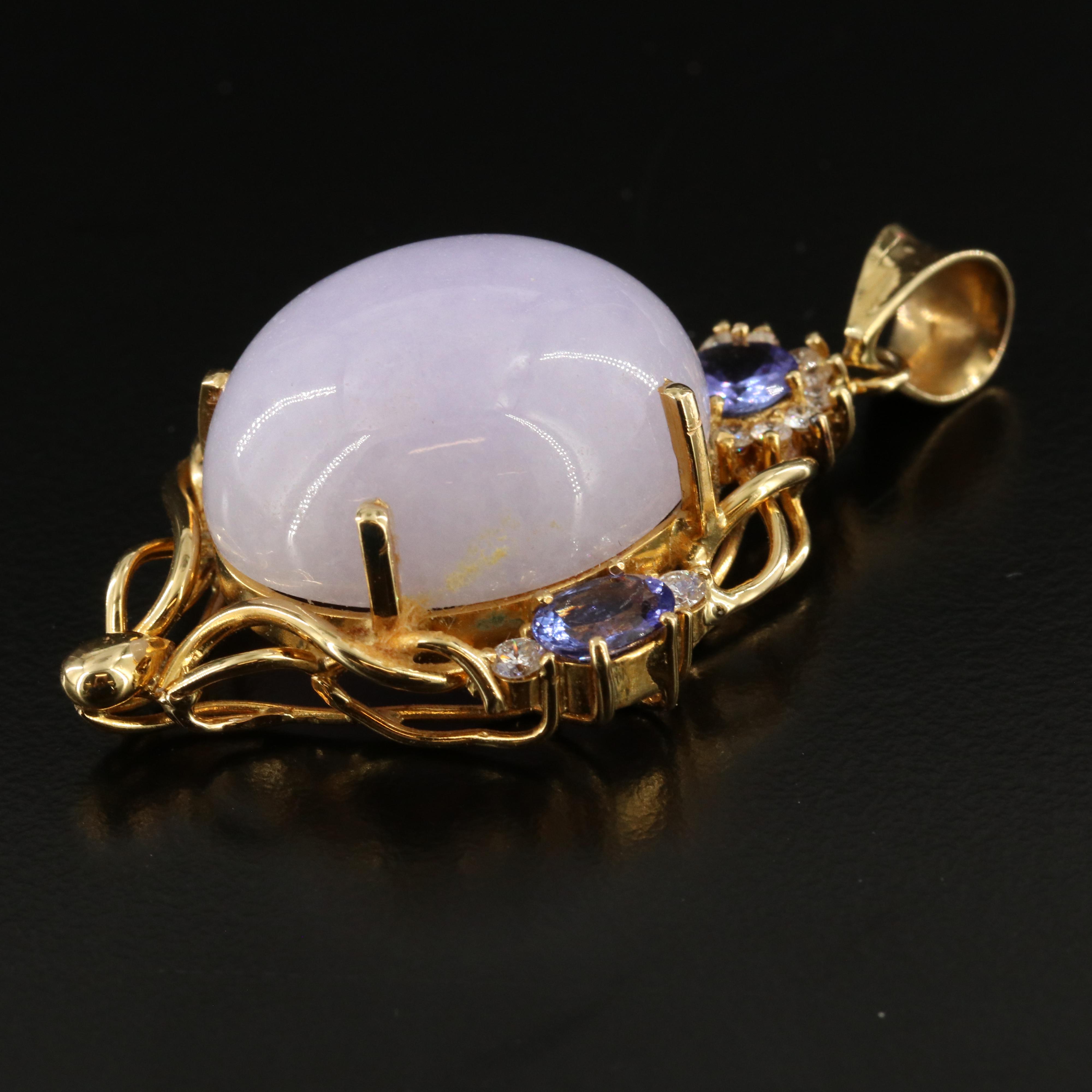 18K Jadeite, Tanzanite and Diamond  Pendant