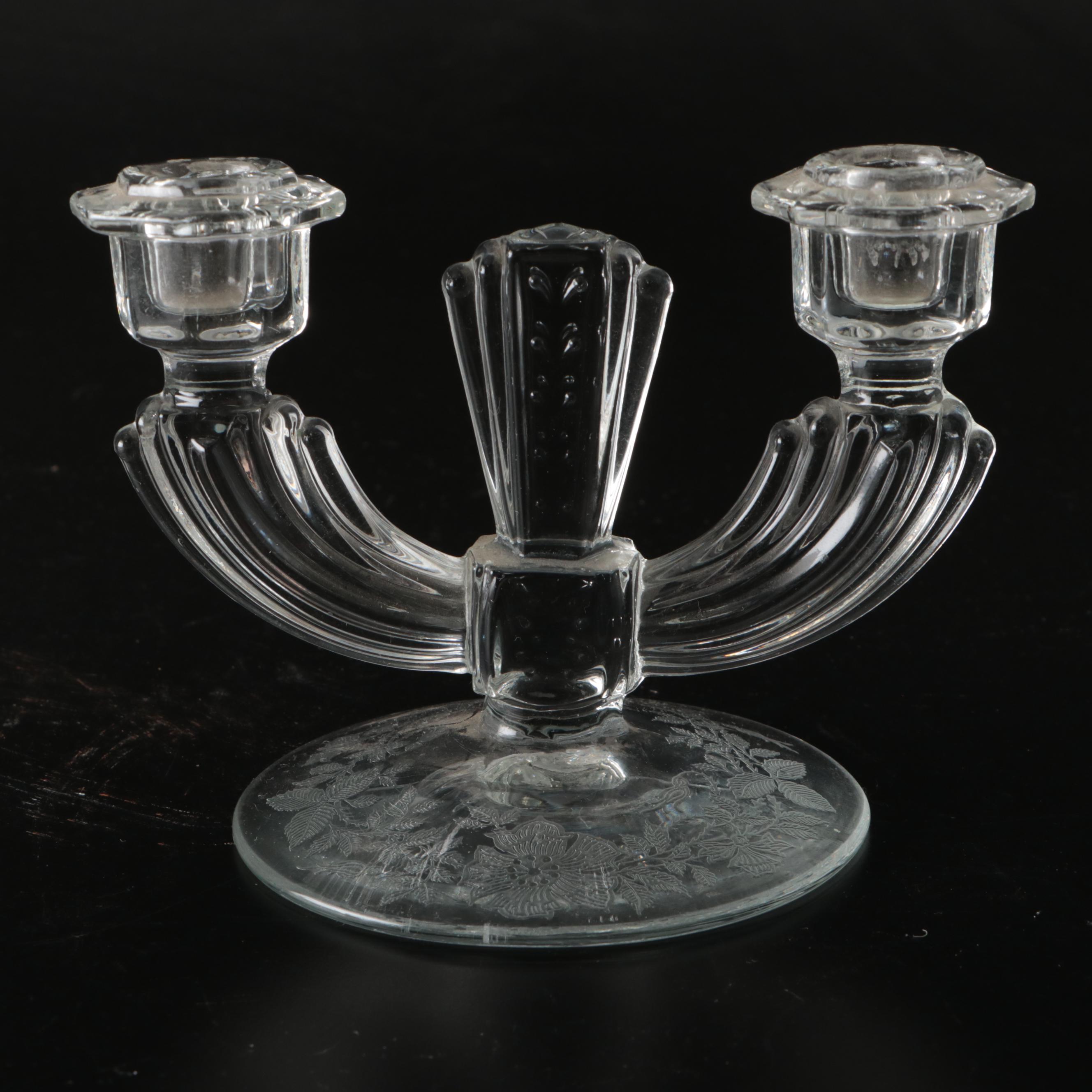 Mikasa Reindeer Crystal Basket, Glass Candle Holders, and More Glass Table Décor