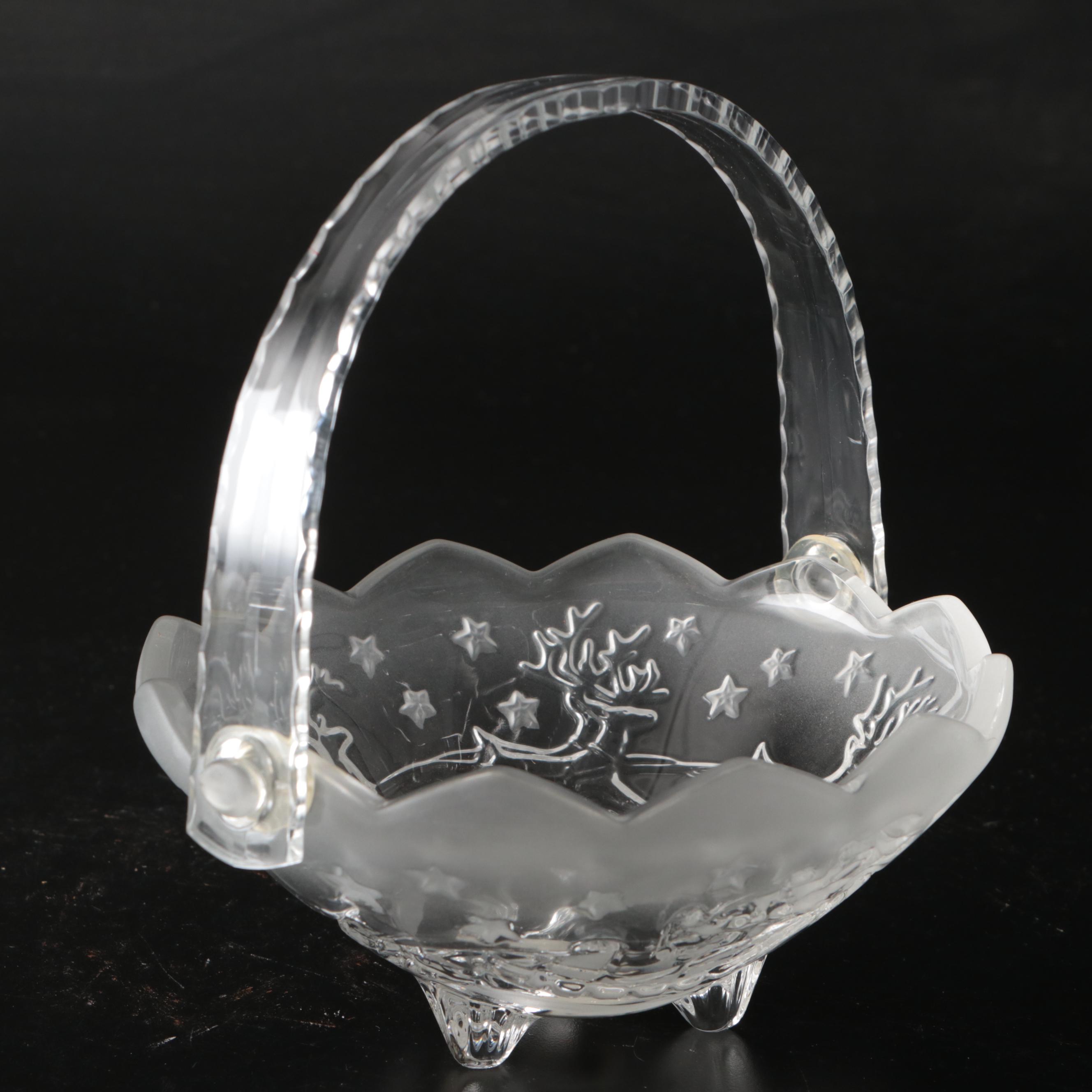 Mikasa Reindeer Crystal Basket, Glass Candle Holders, and More Glass Table Décor