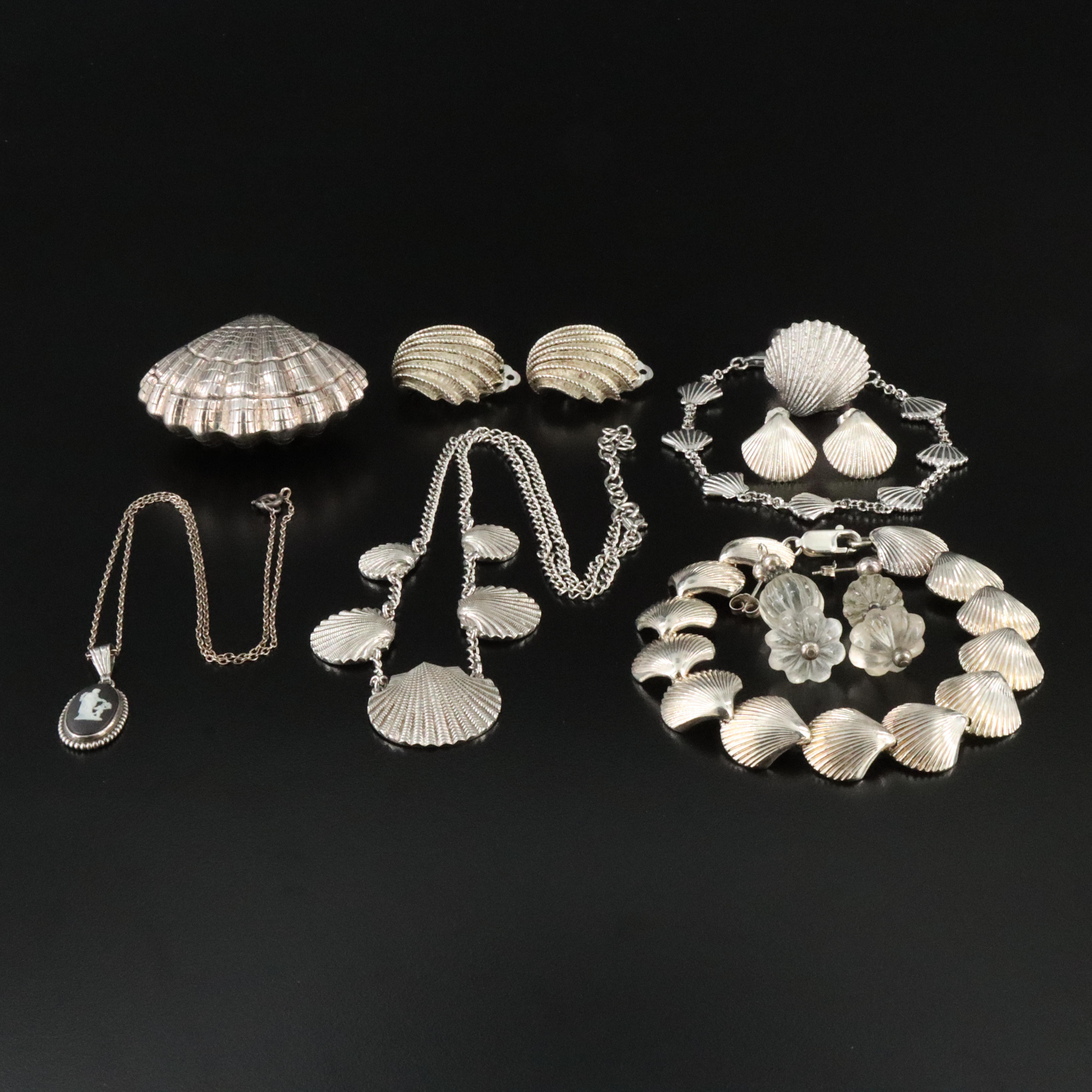 Sterling Shell Jewelry Collection Featuring Rock Crystal and Jasperware