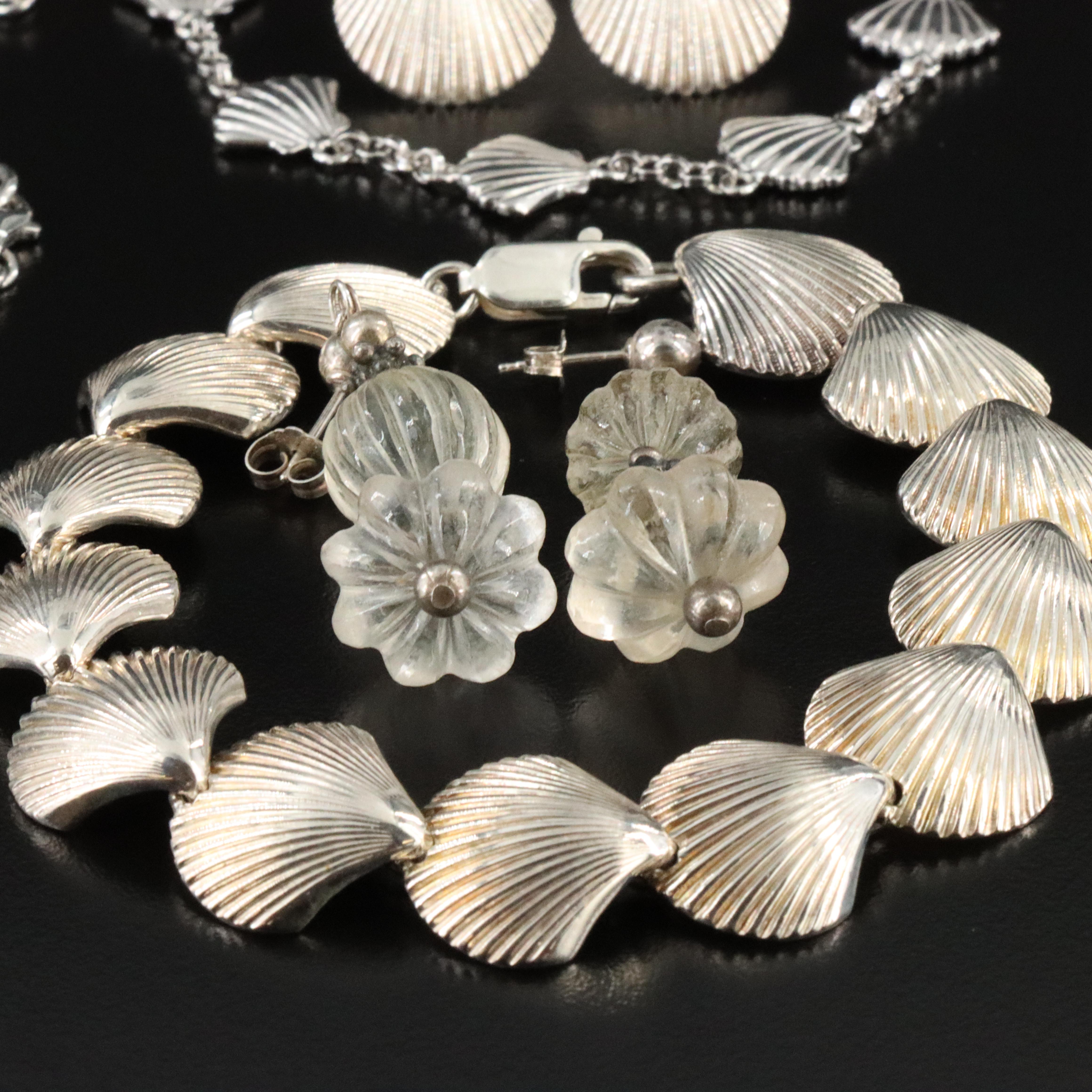 Sterling Shell Jewelry Collection Featuring Rock Crystal and Jasperware