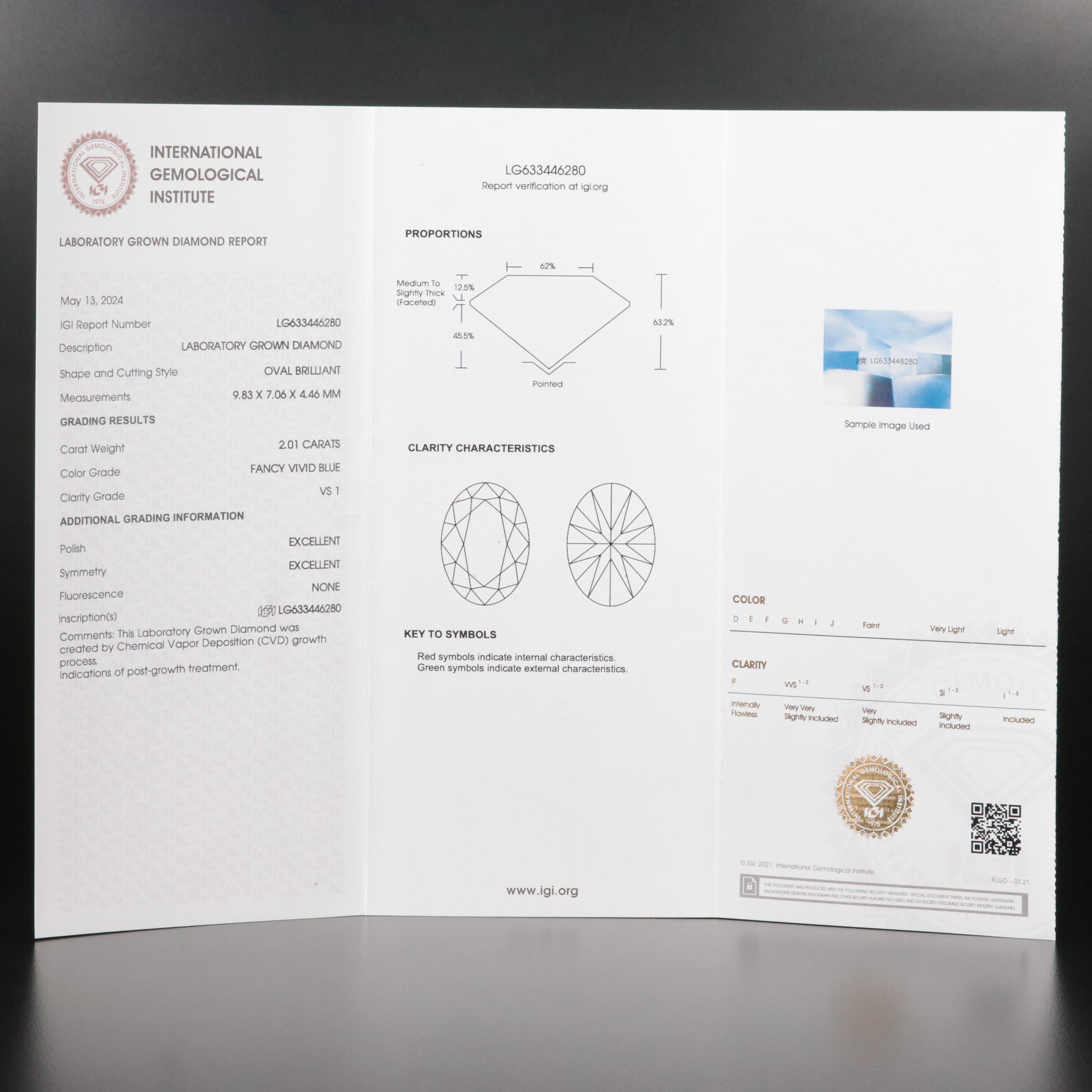 18K 2.01 CT Lab Grown Diamond Solitaire Ring with IGI Report