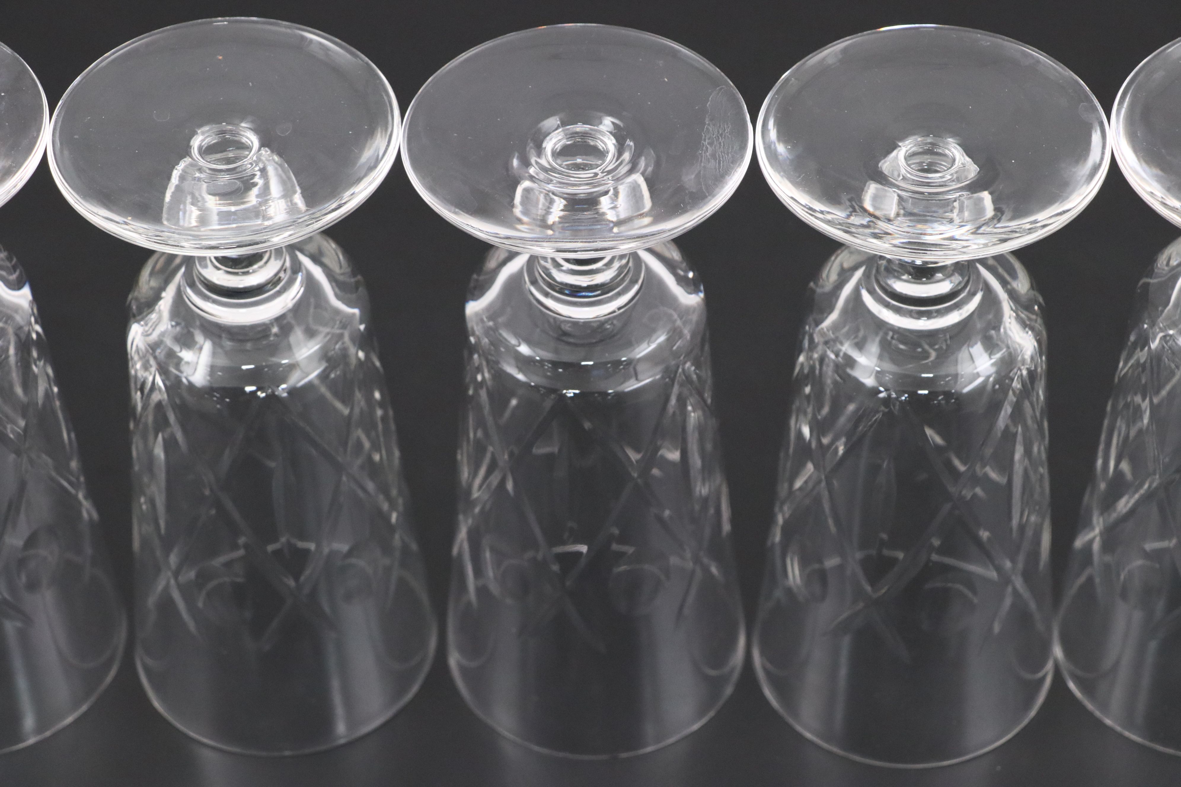 Set of Six Rock Sharpe "Ridgeway" Cut Crystal Iced Tea Goblets