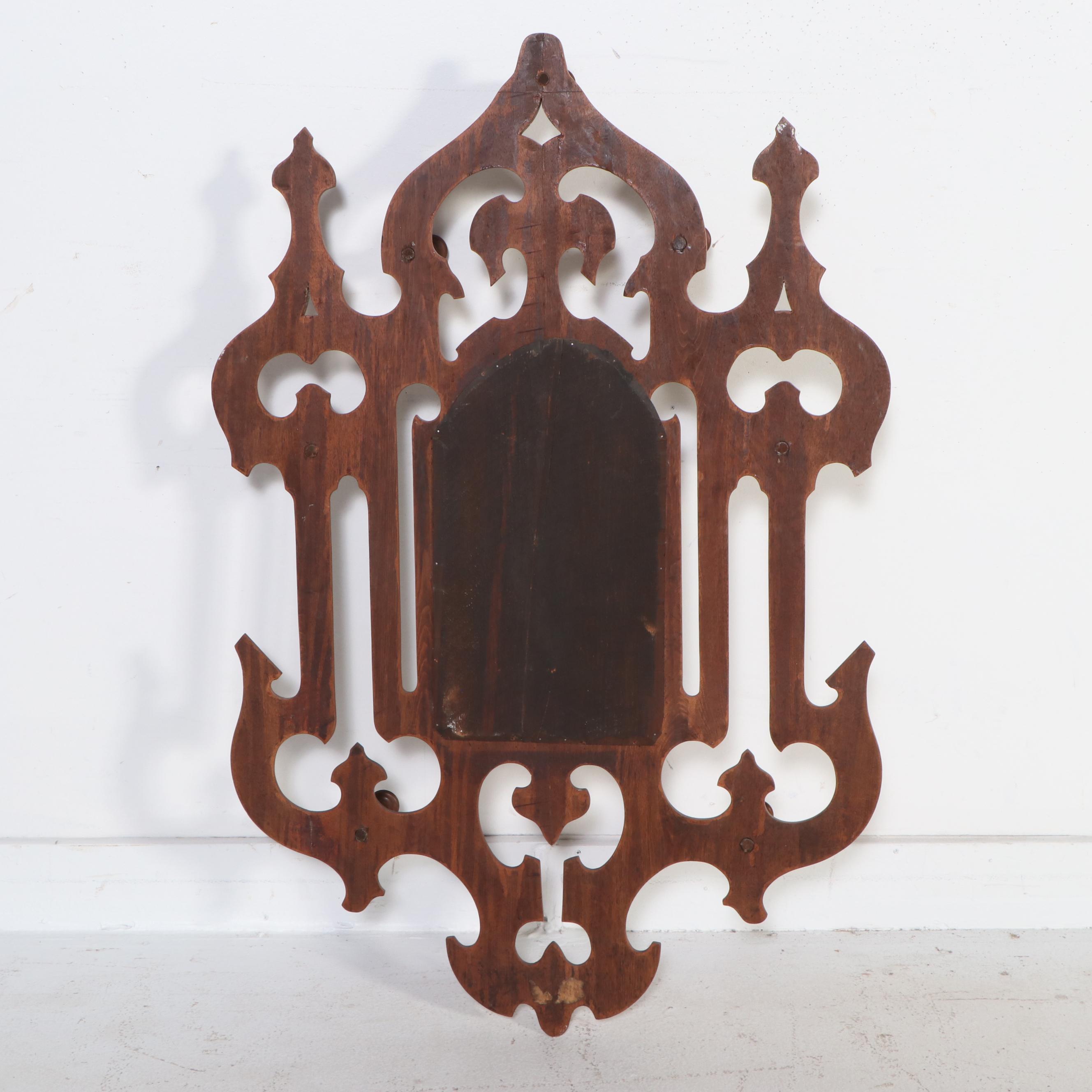 Gothic Style Ornate Walnut Wall Mirror