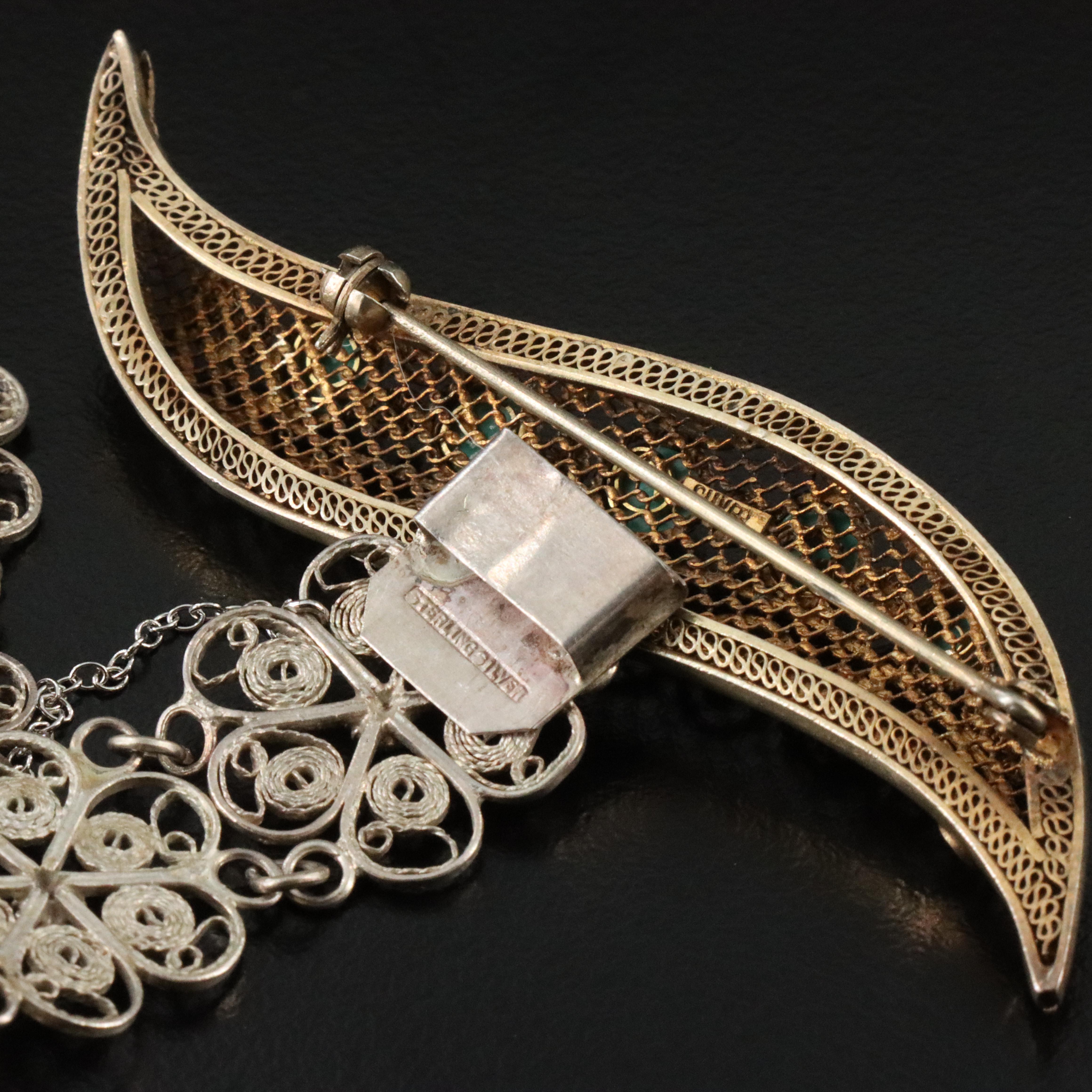 Vintage Sterling Turquoise and Glass Filigree Collection