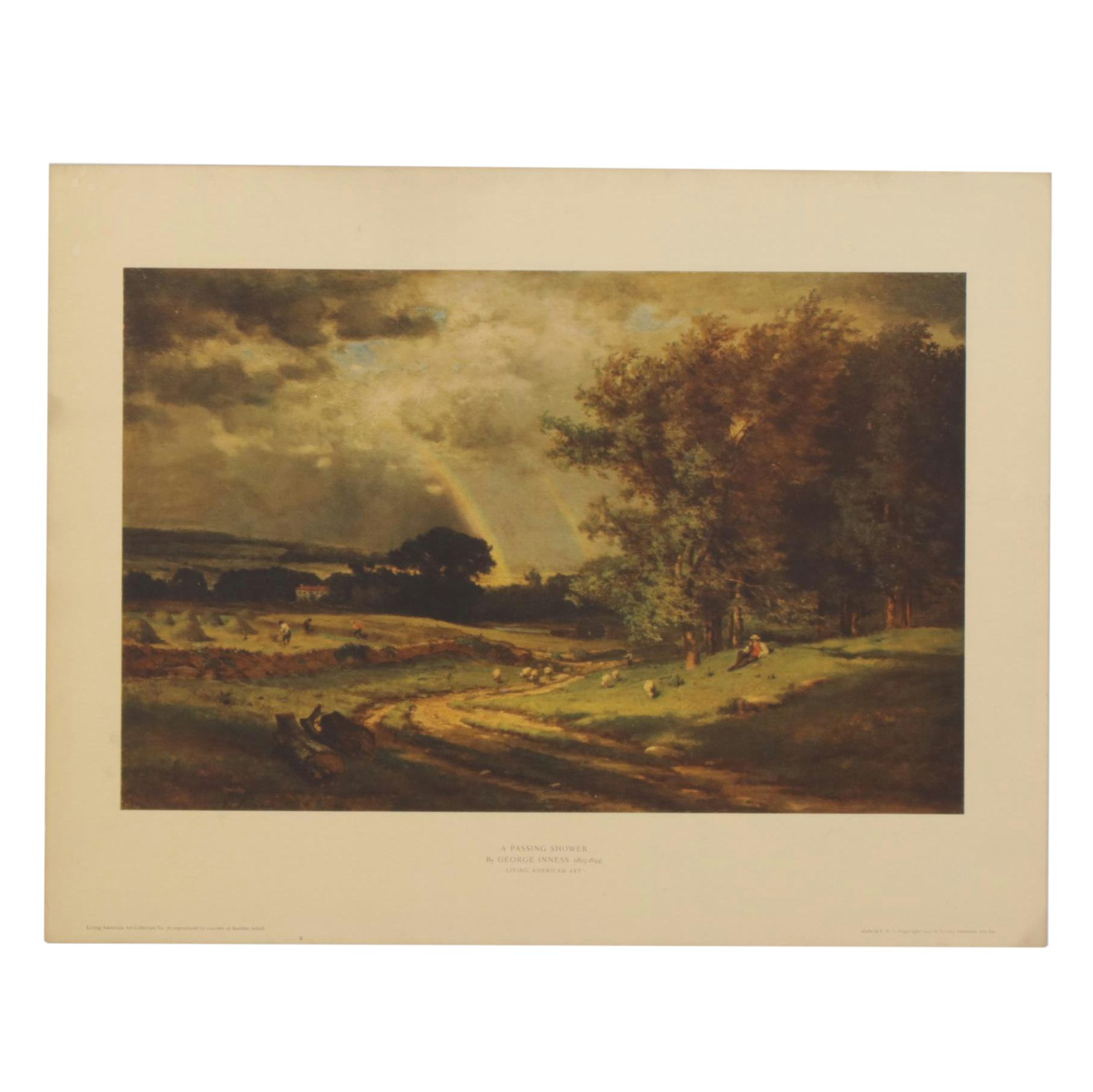 George Inness "A Passing Shower" Collotype Print, 1940