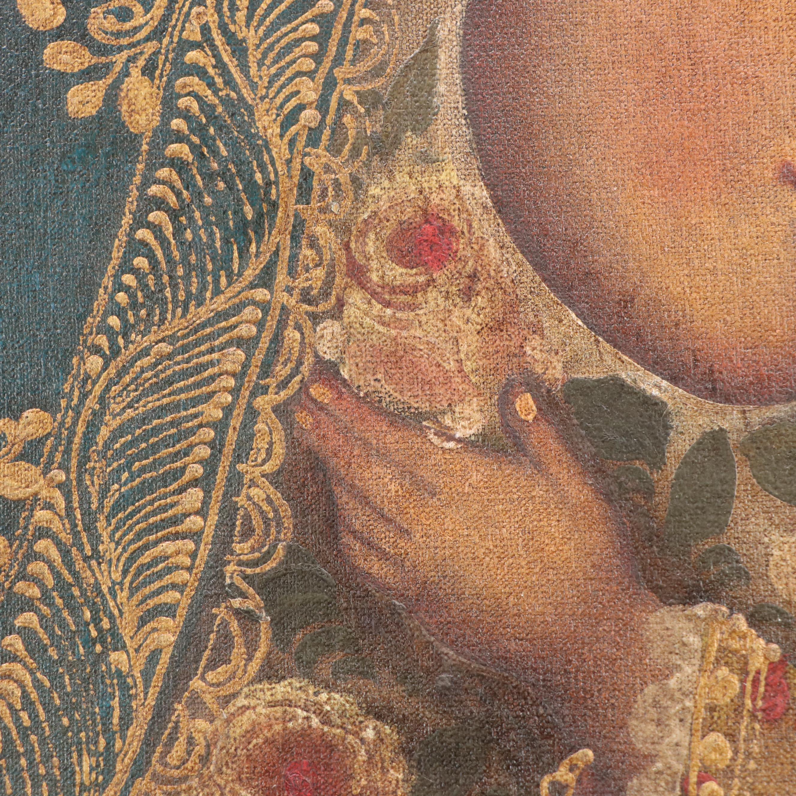 Peruvian Oil Painting of the Madonna and Child, 20th Century