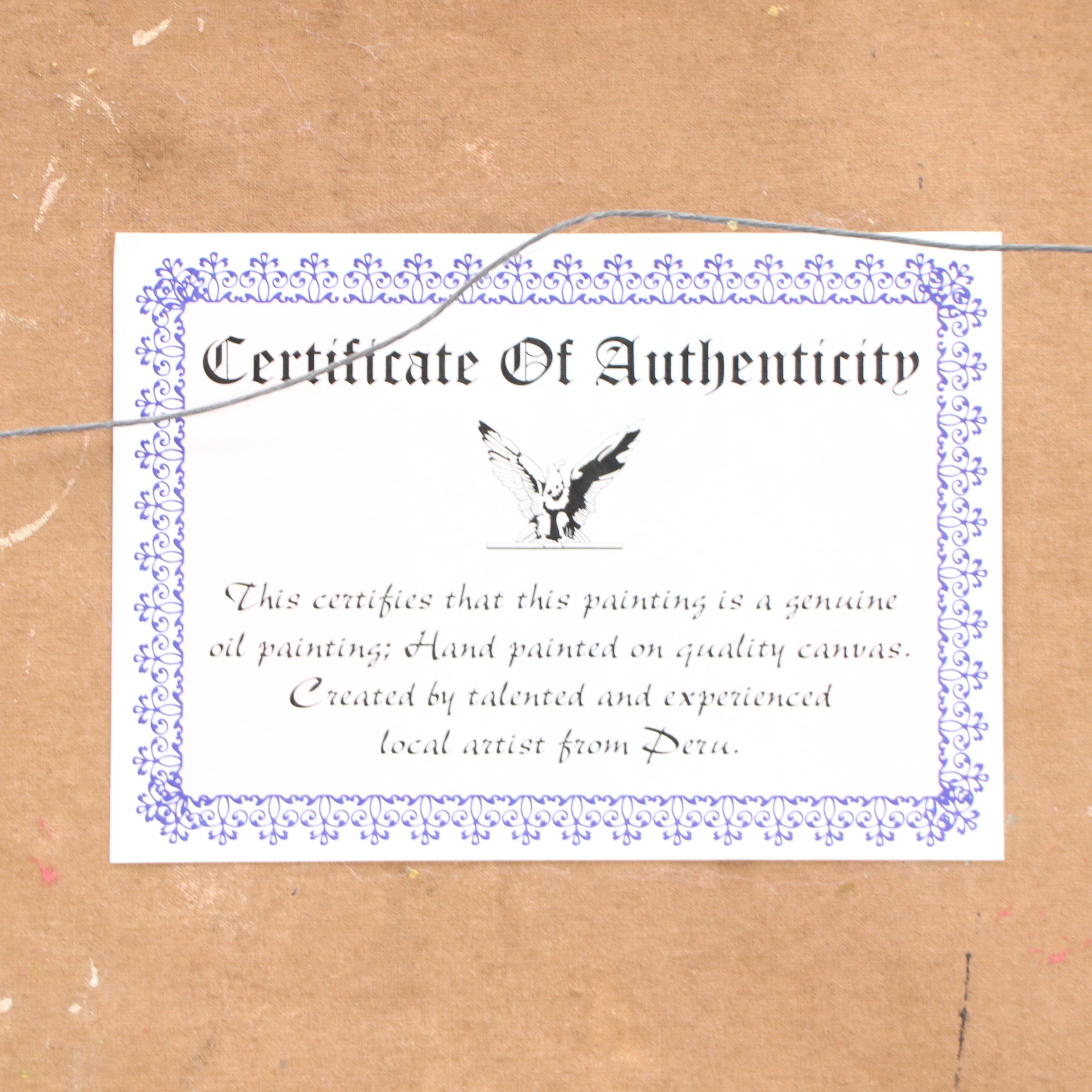 Peruvian Oil Painting of the Madonna and Child, 20th Century