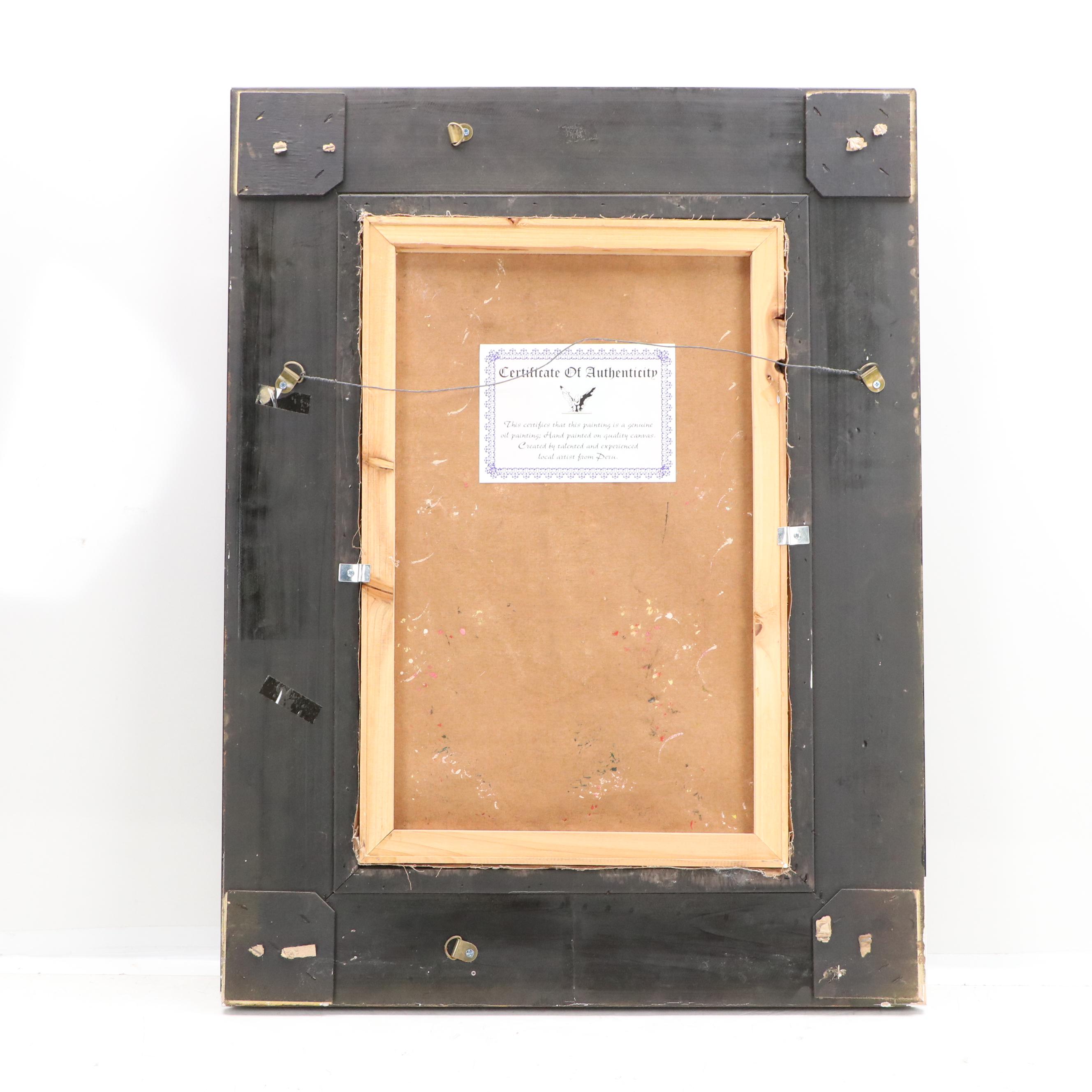 Peruvian Oil Painting of the Madonna and Child, 20th Century