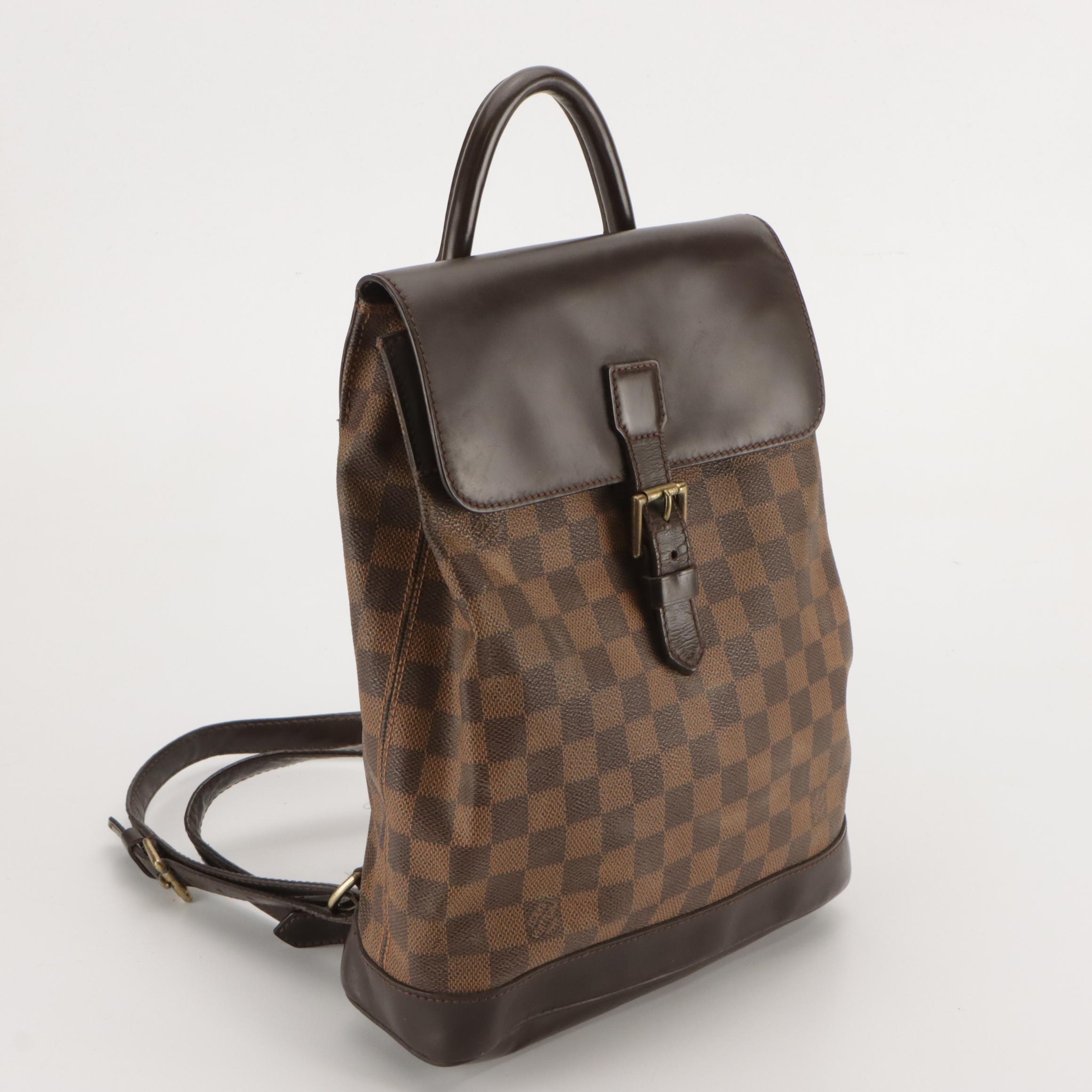 Louis Vuitton Soho Backpack Bag in Damier Ebene Canvas and Leather Trim