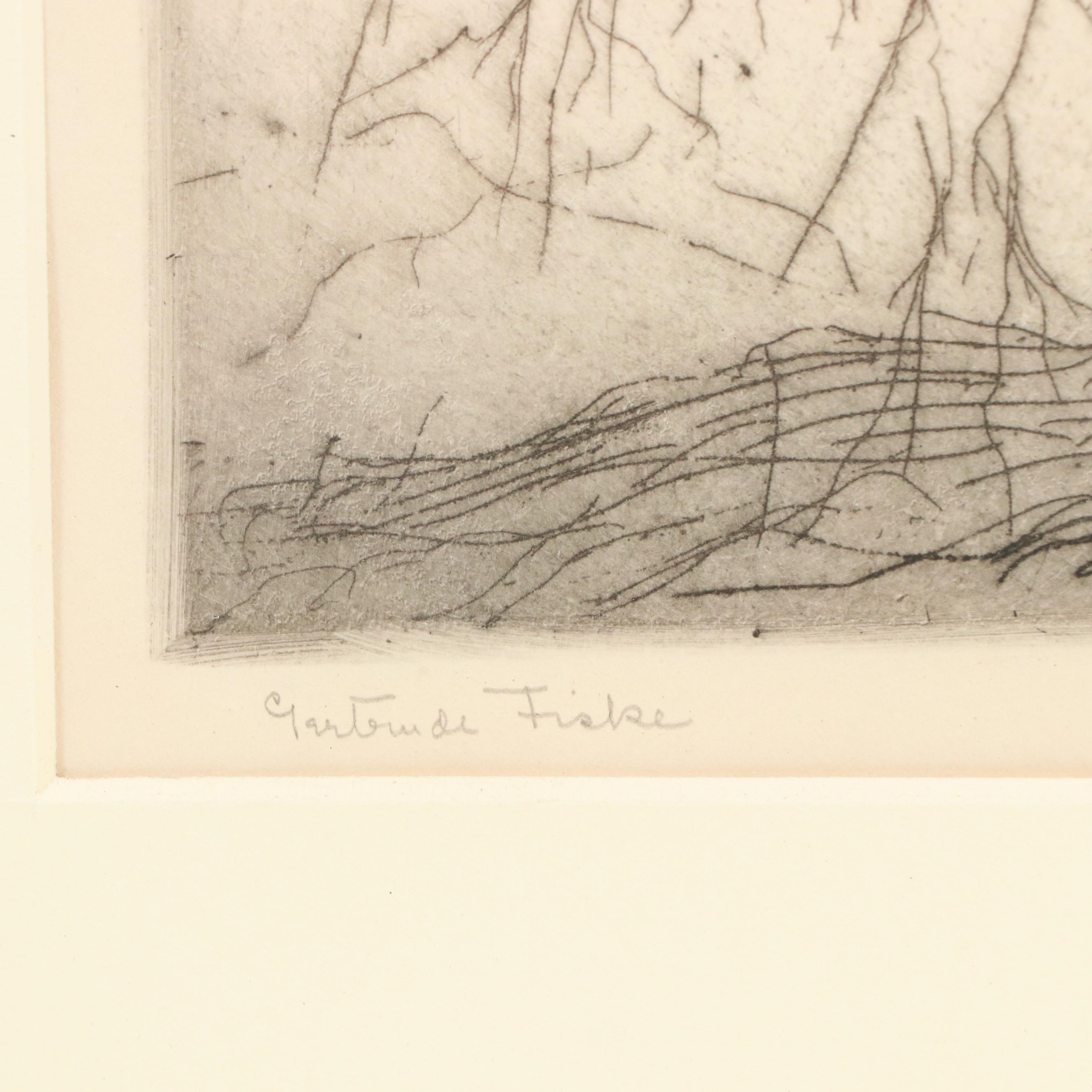 Gertrude Fiske (American, 1879-1961) Etching of Trees, Early 20th Century