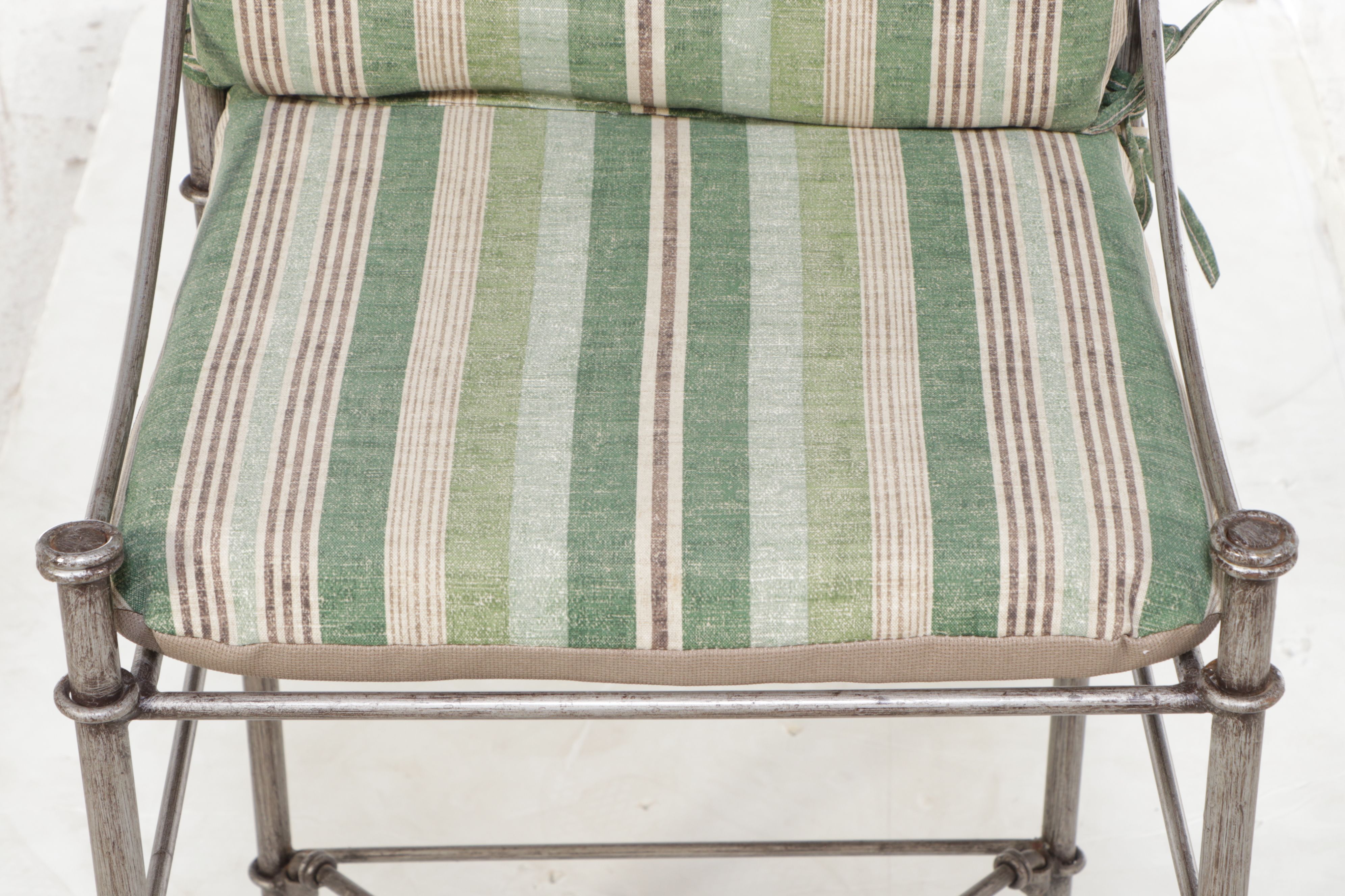 Pair of Directoire Style Metal Barstools with Removable Cushions