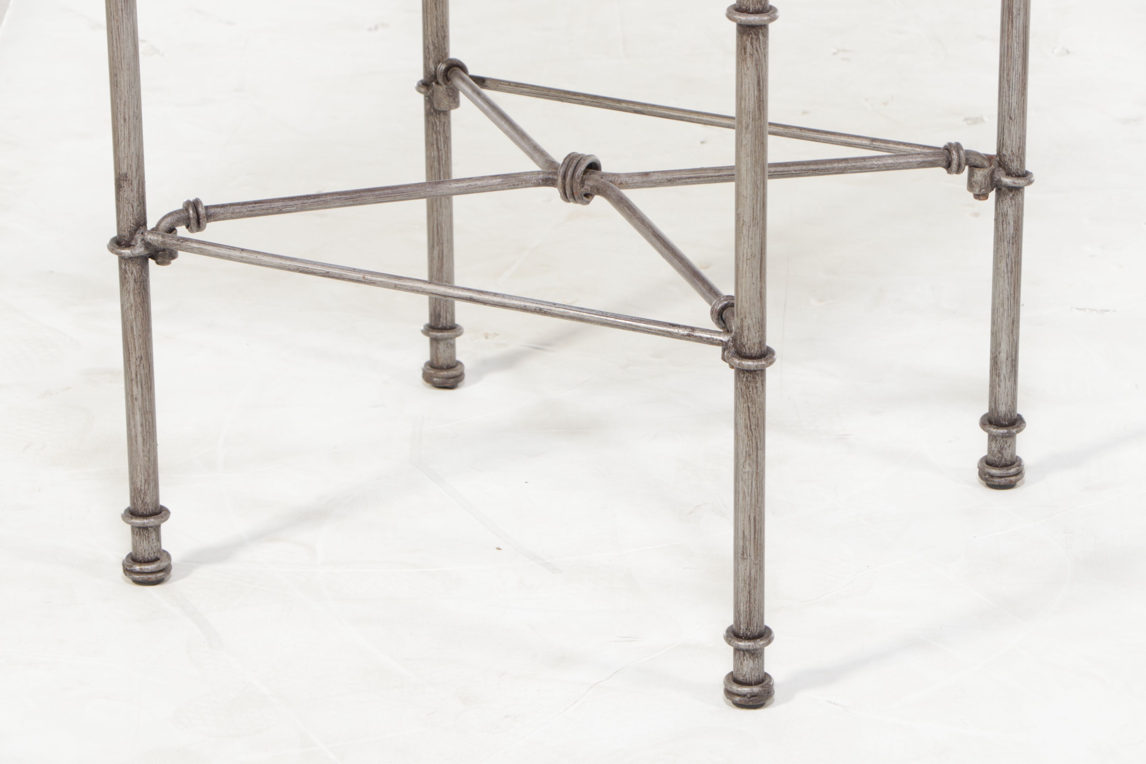 Pair of Directoire Style Metal Barstools with Removable Cushions