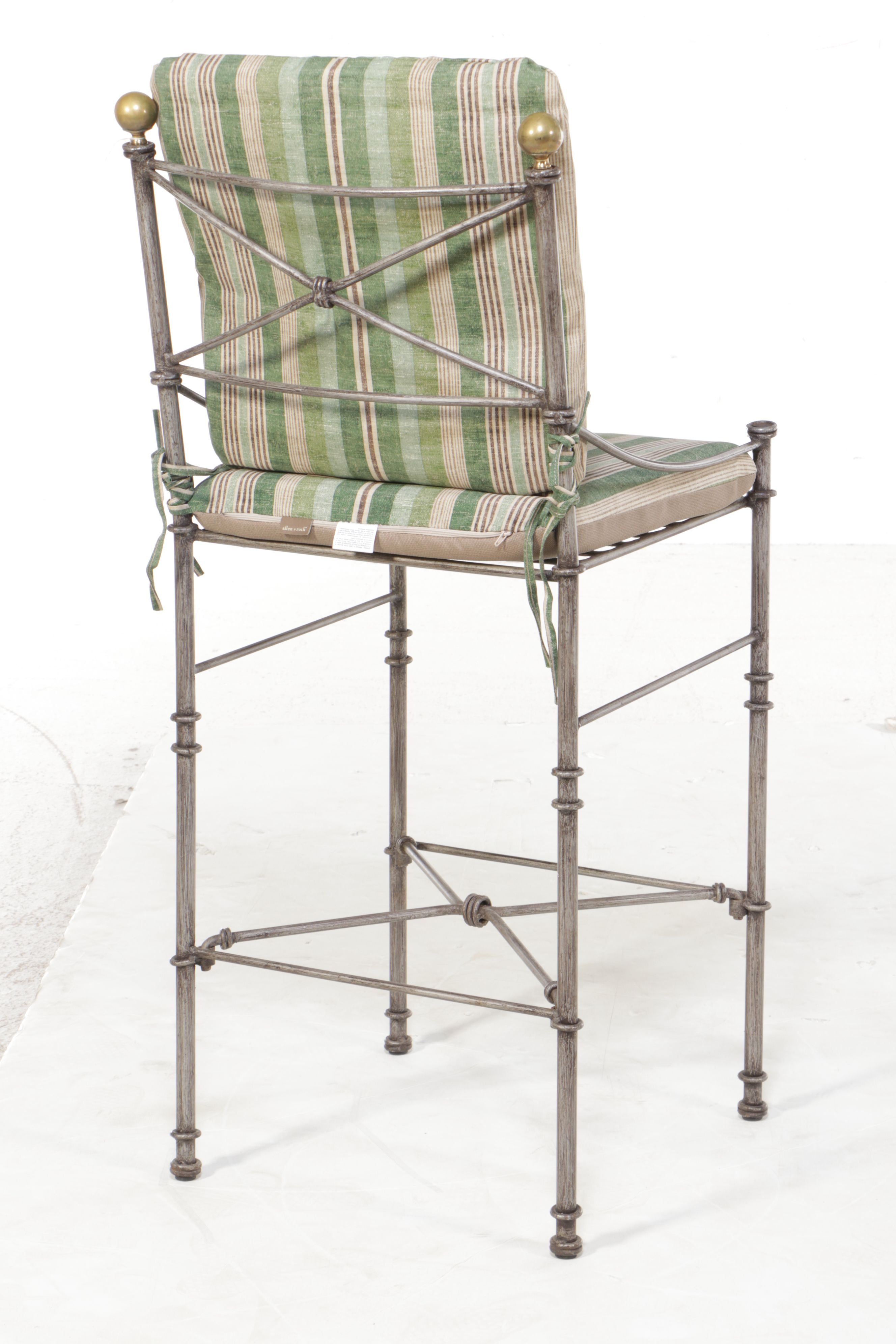 Pair of Directoire Style Metal Barstools with Removable Cushions