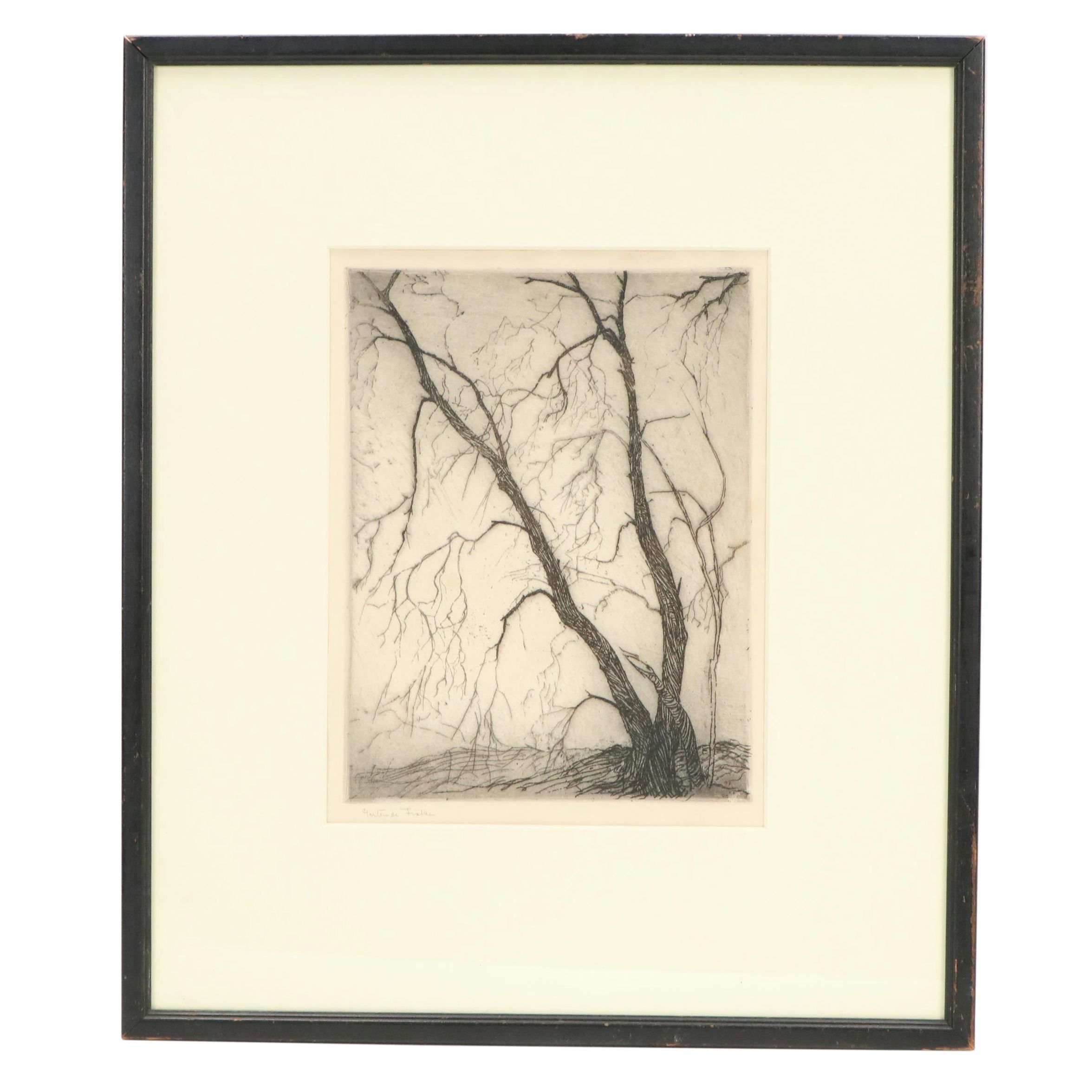 Gertrude Fiske (American, 1879-1961) Etching of Trees, Early 20th Century