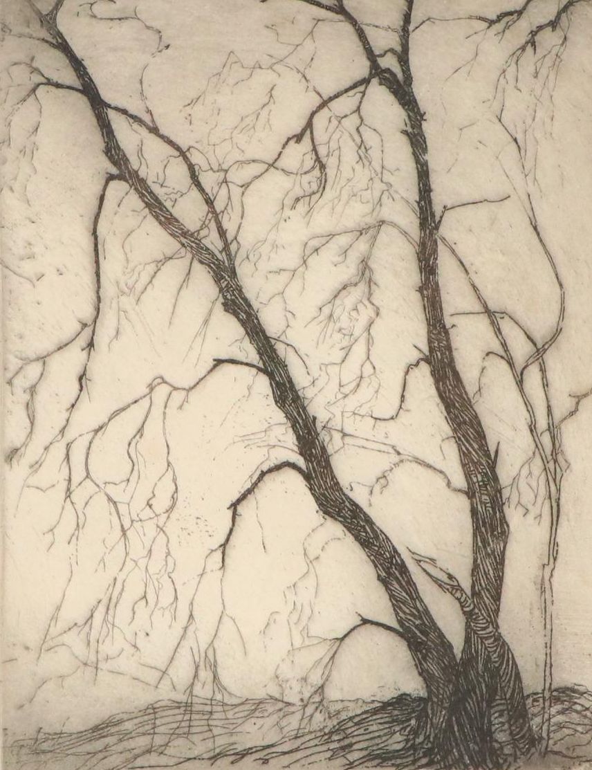 Gertrude Fiske (American, 1879-1961) Etching of Trees, Early 20th Century