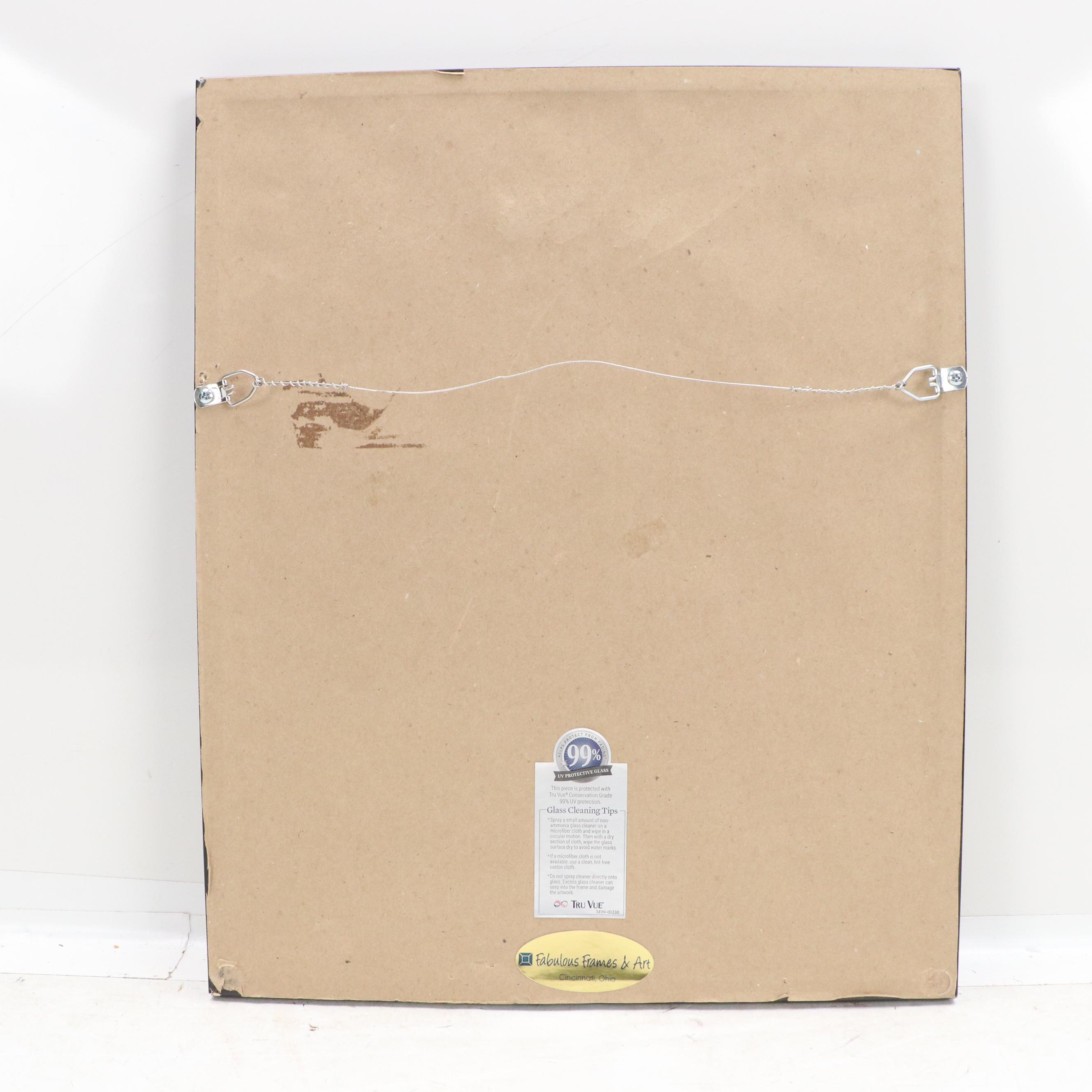 Japanese Coastal Landscape Embellished Ink Wash Painting, Mid-20th Century