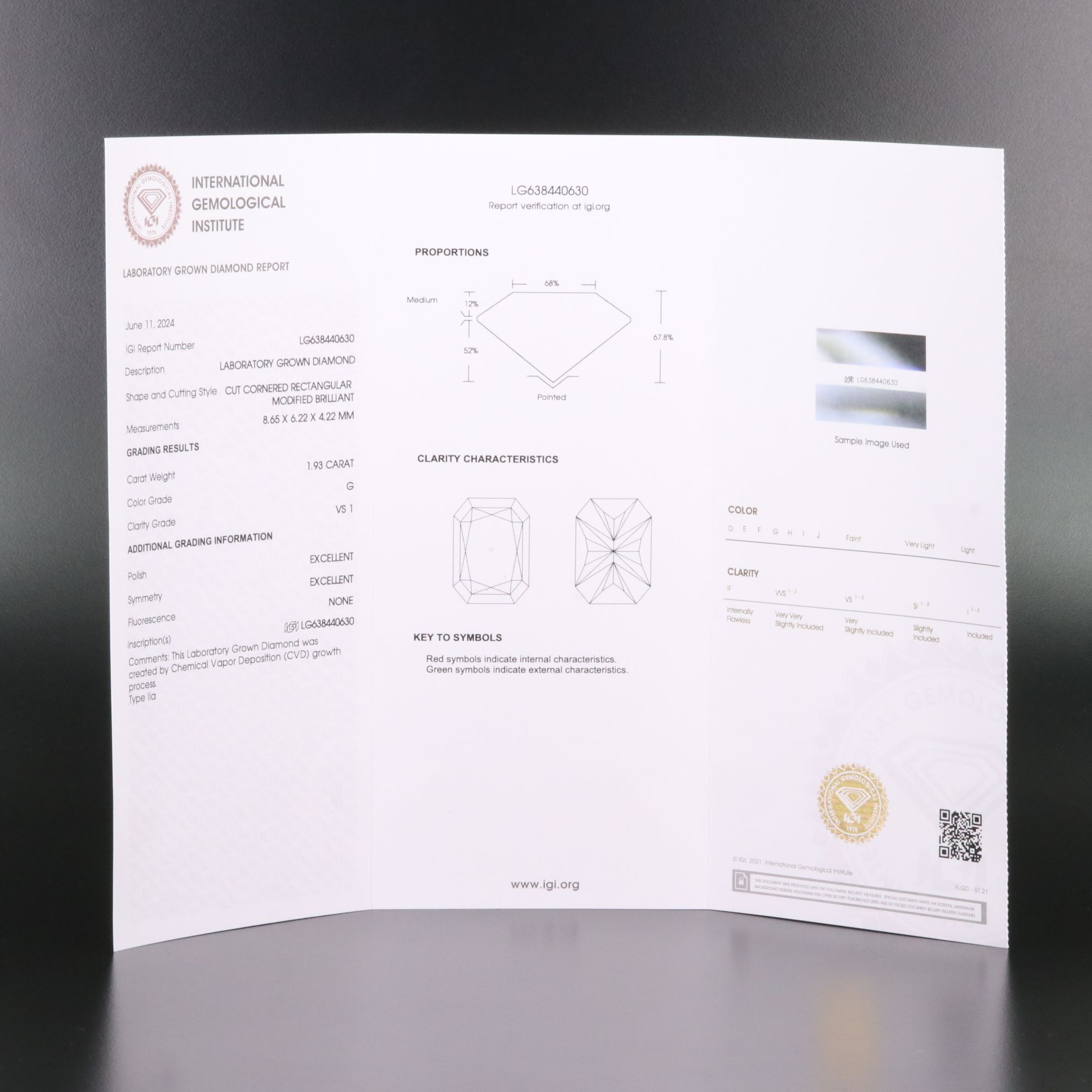 Loose 1.93 CT Lab Grown Diamond with IGI Report
