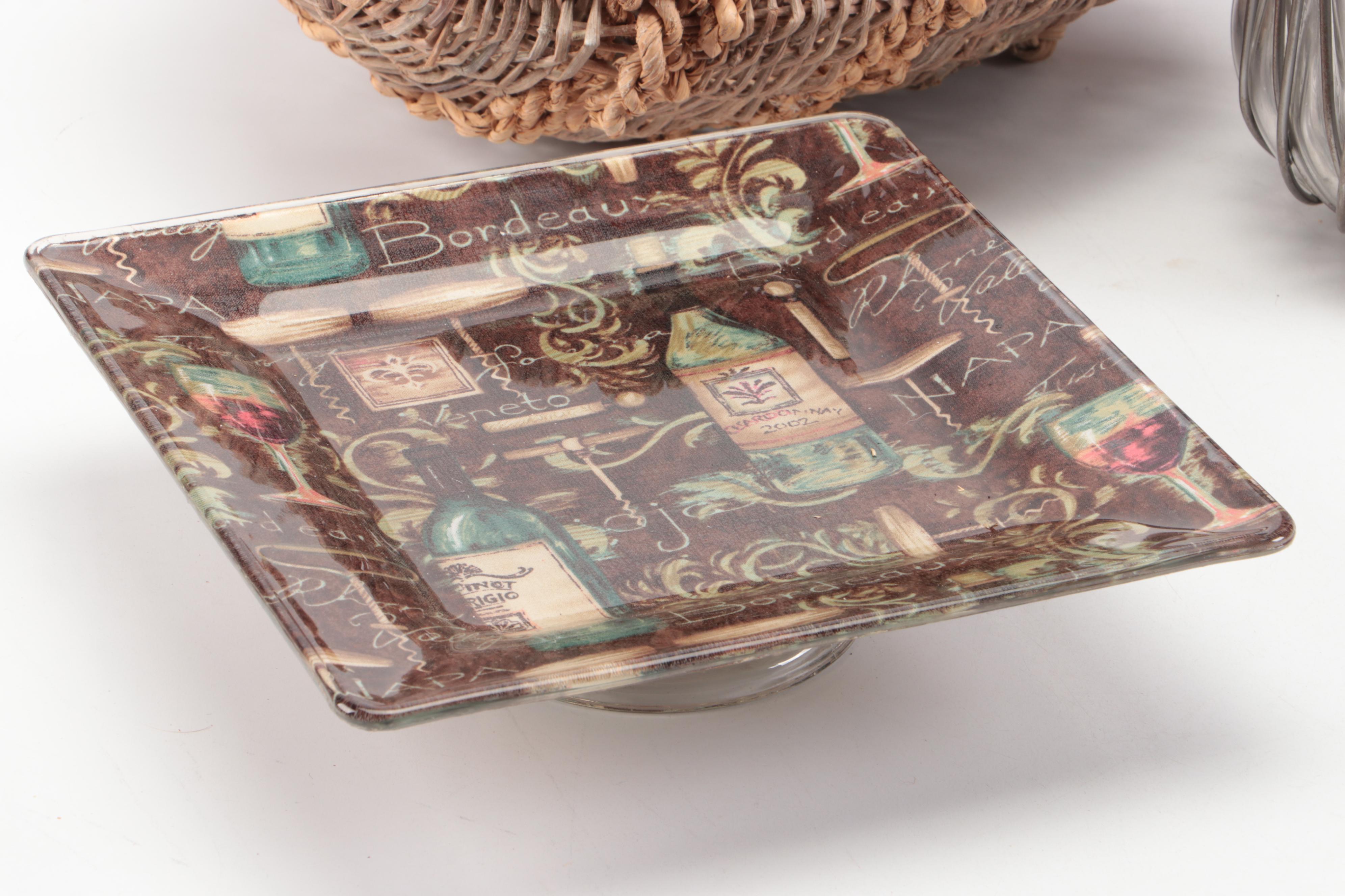 Rustic Tuscan Style Ceramic Plates and Tray with Other Décor