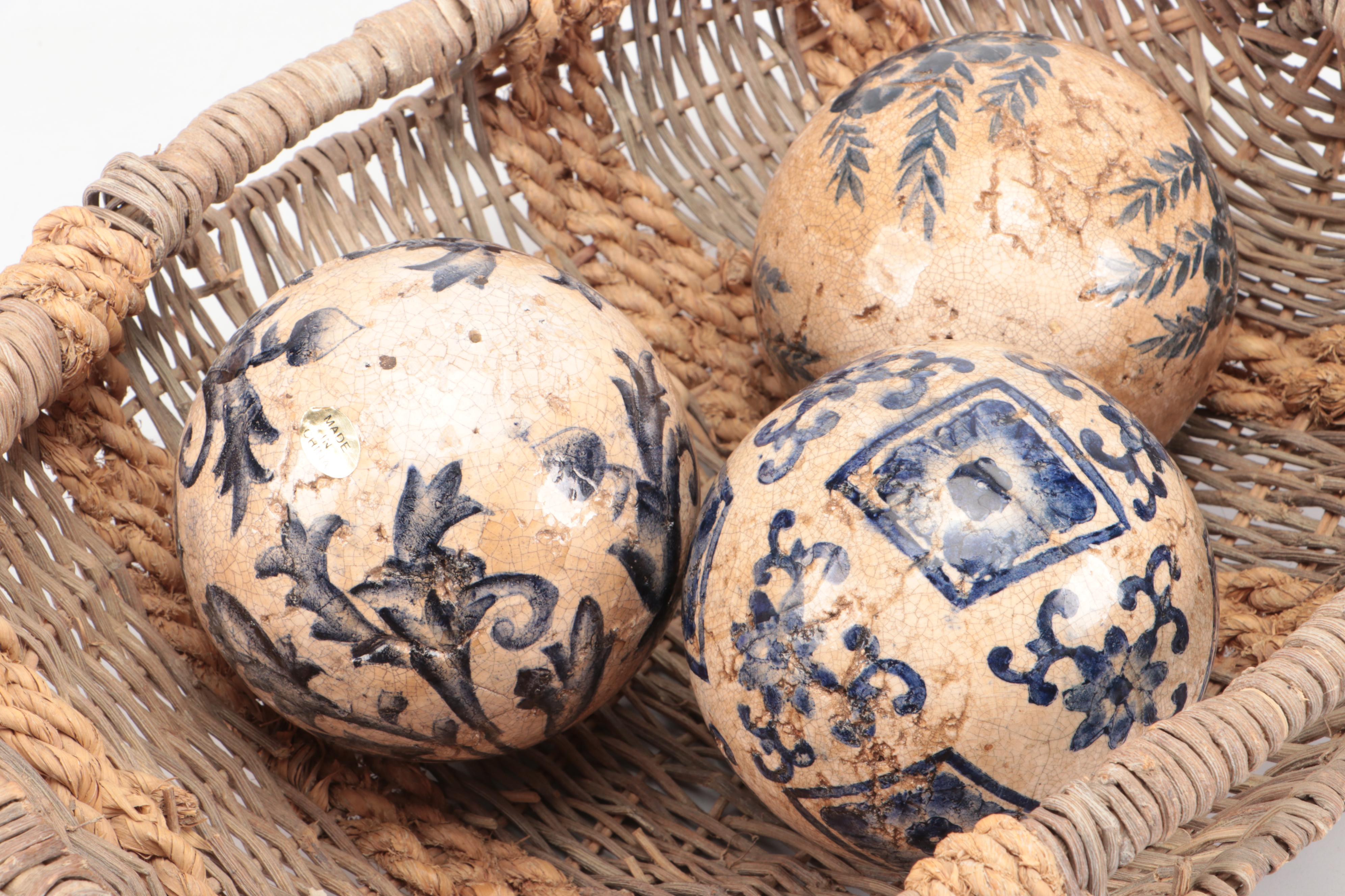 Rustic Tuscan Style Ceramic Plates and Tray with Other Décor