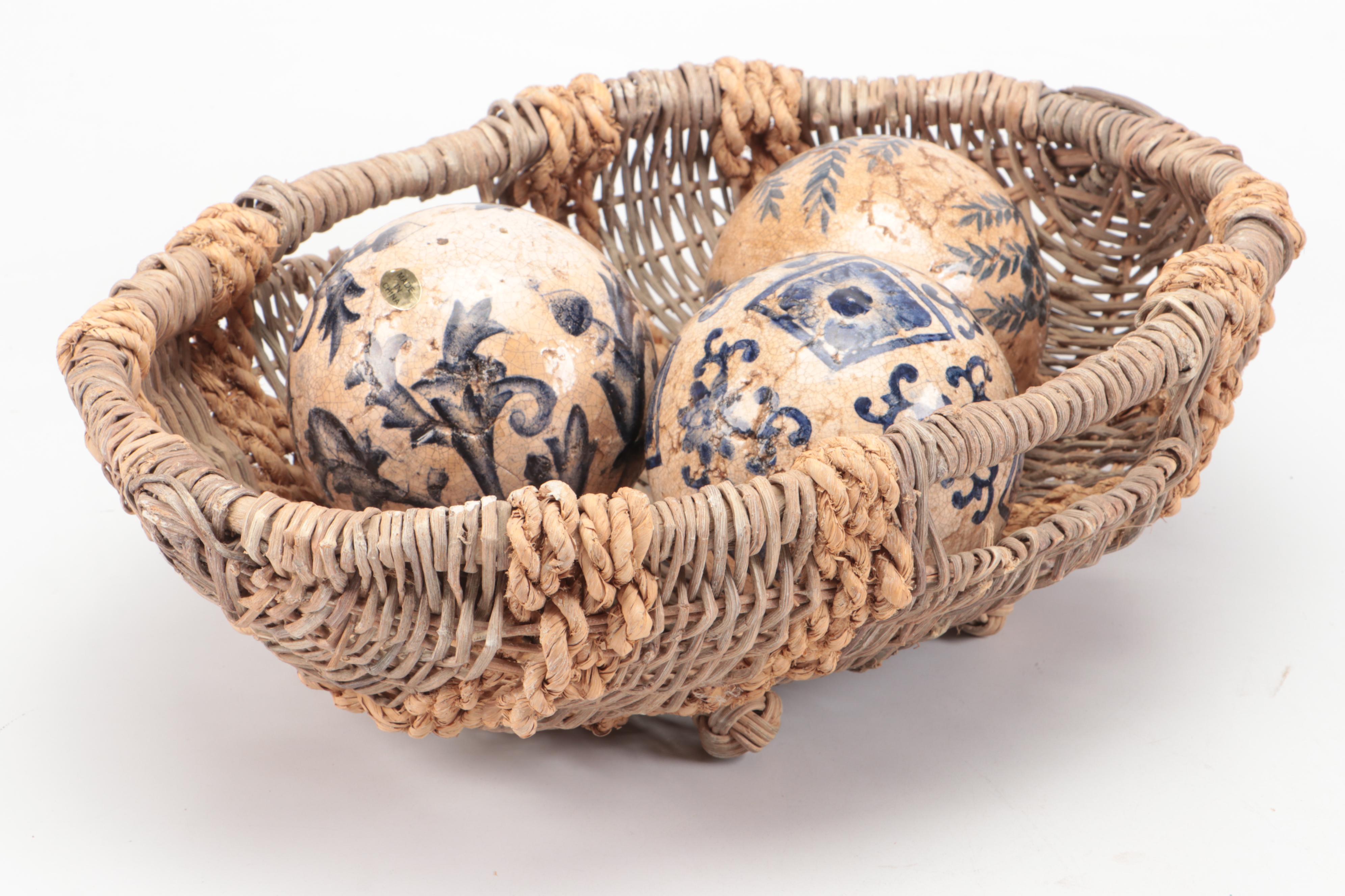 Rustic Tuscan Style Ceramic Plates and Tray with Other Décor