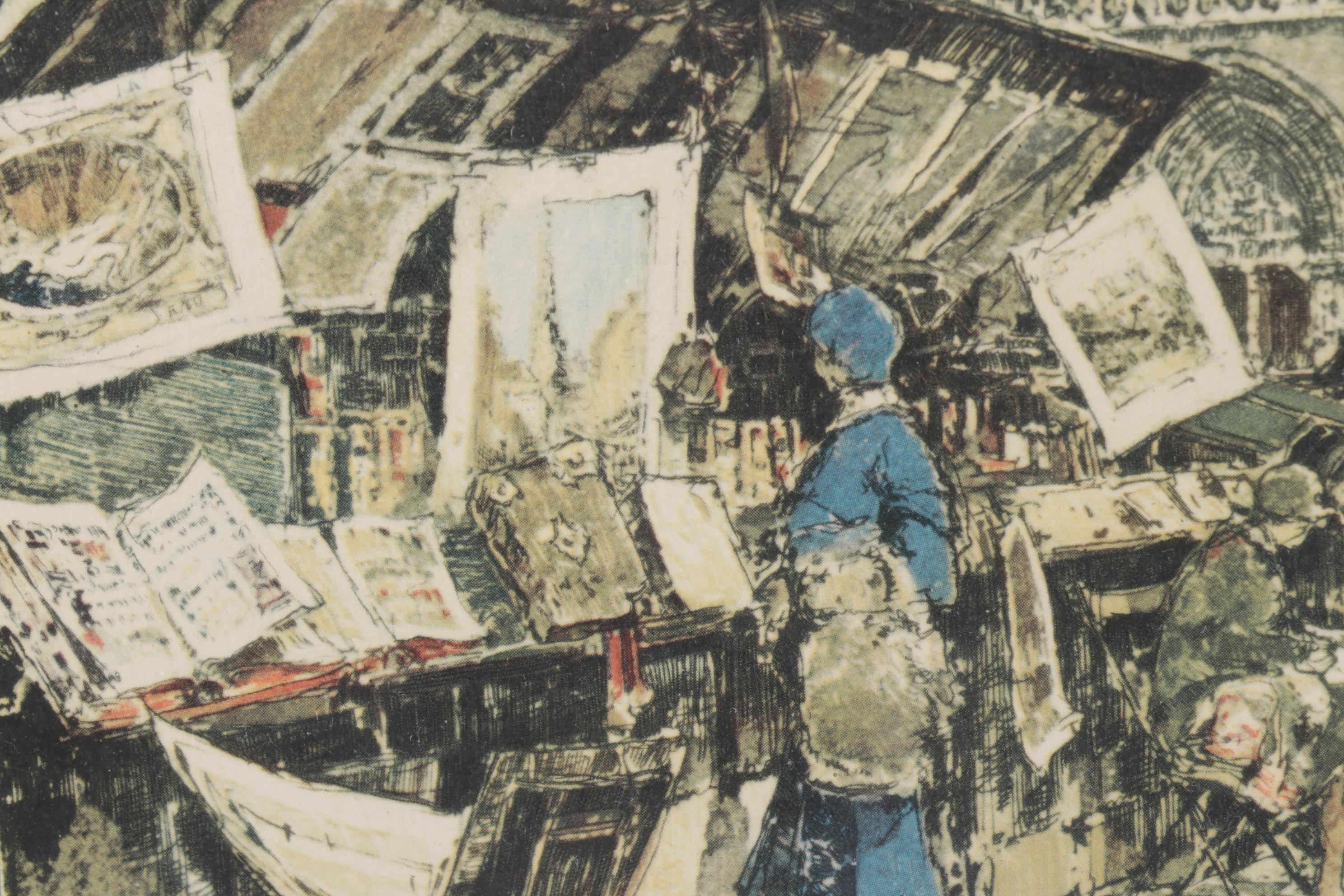 Offset Lithograph after Luigi Kasimir Etching "Bouguinisto"